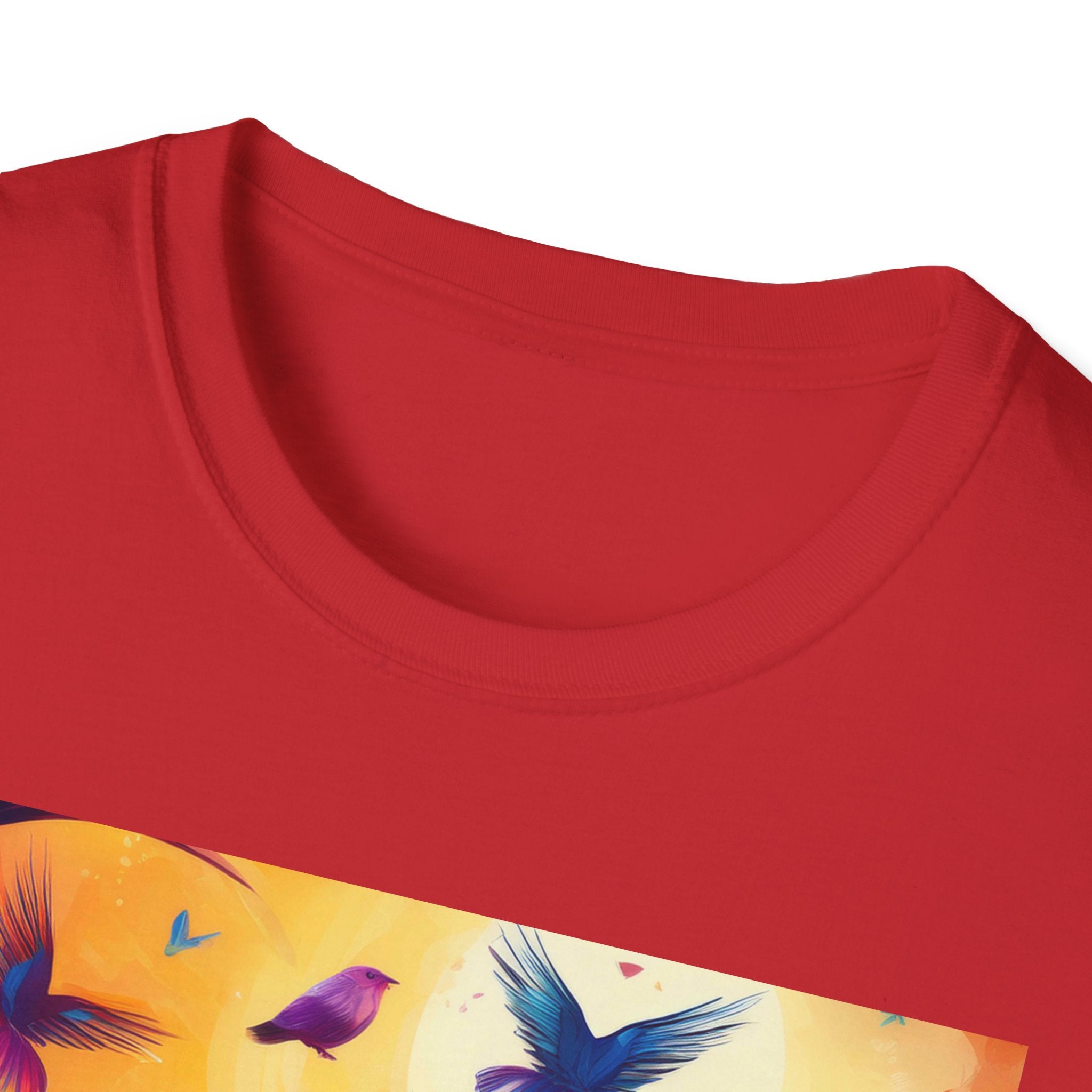 Birds at Dawn Graphic T-Shirt — Colorful Floral Songbird Tee
