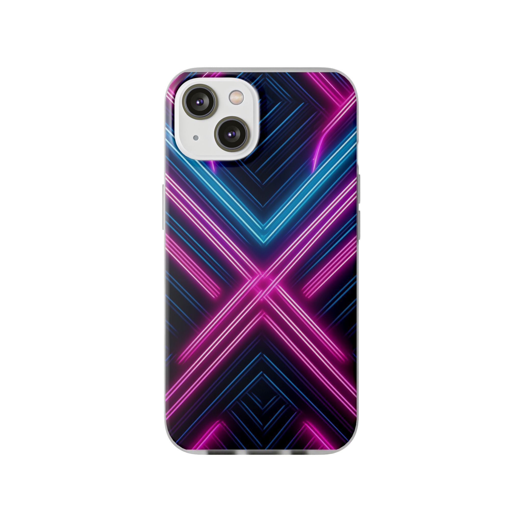 Neon Geometric Phone Case – Retro Vibes Blue & Pink Flexi Case