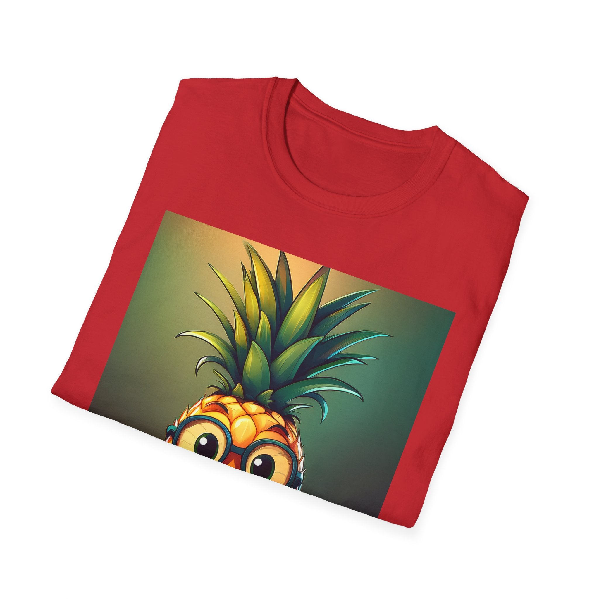 Pineapple Cartoon T-Shirt — Cute Smiling Pineapple with Glasses Tee