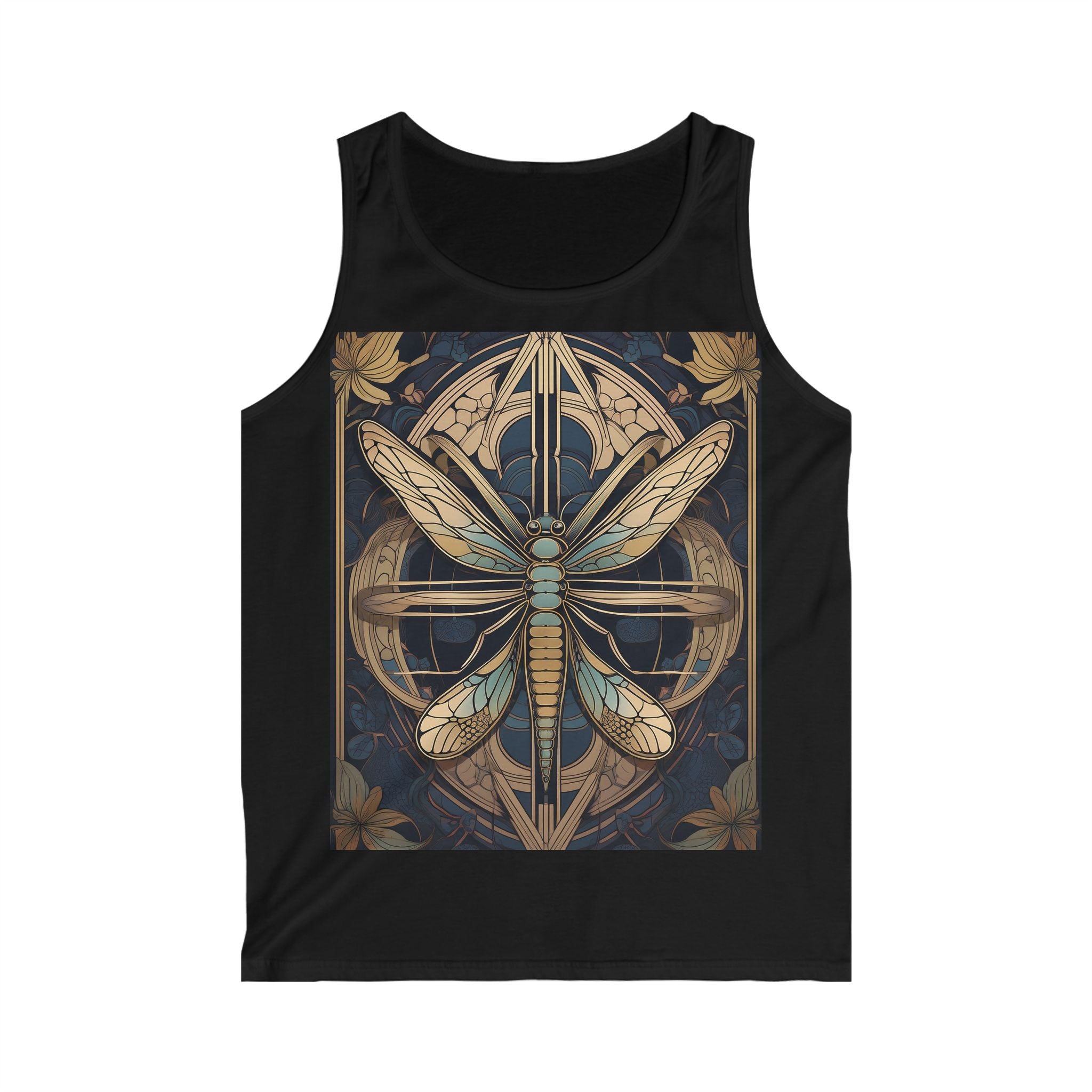 Dragonfly Art Tank Top — Vintage Botanical Graphic for Men