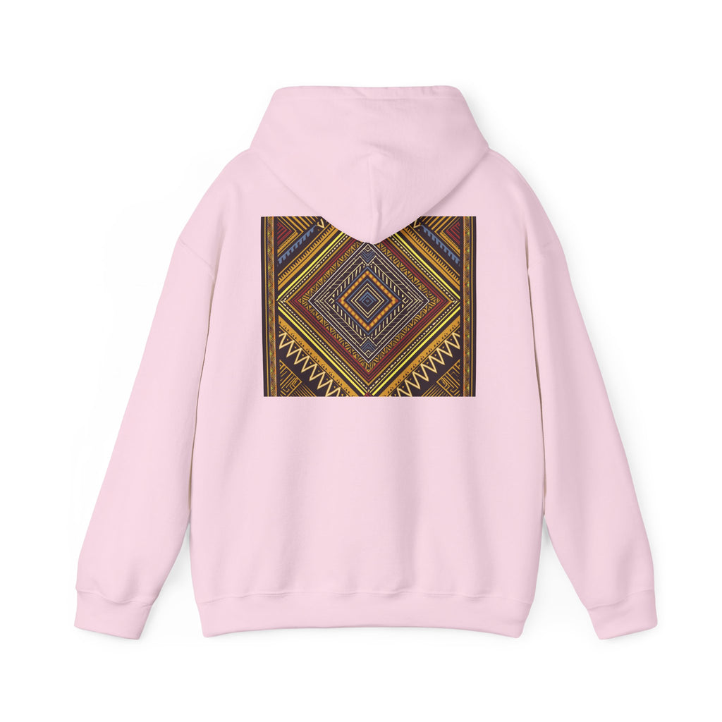 Boho Geometric Diamond Hoodie – Earthy Tribal Pattern Pullover