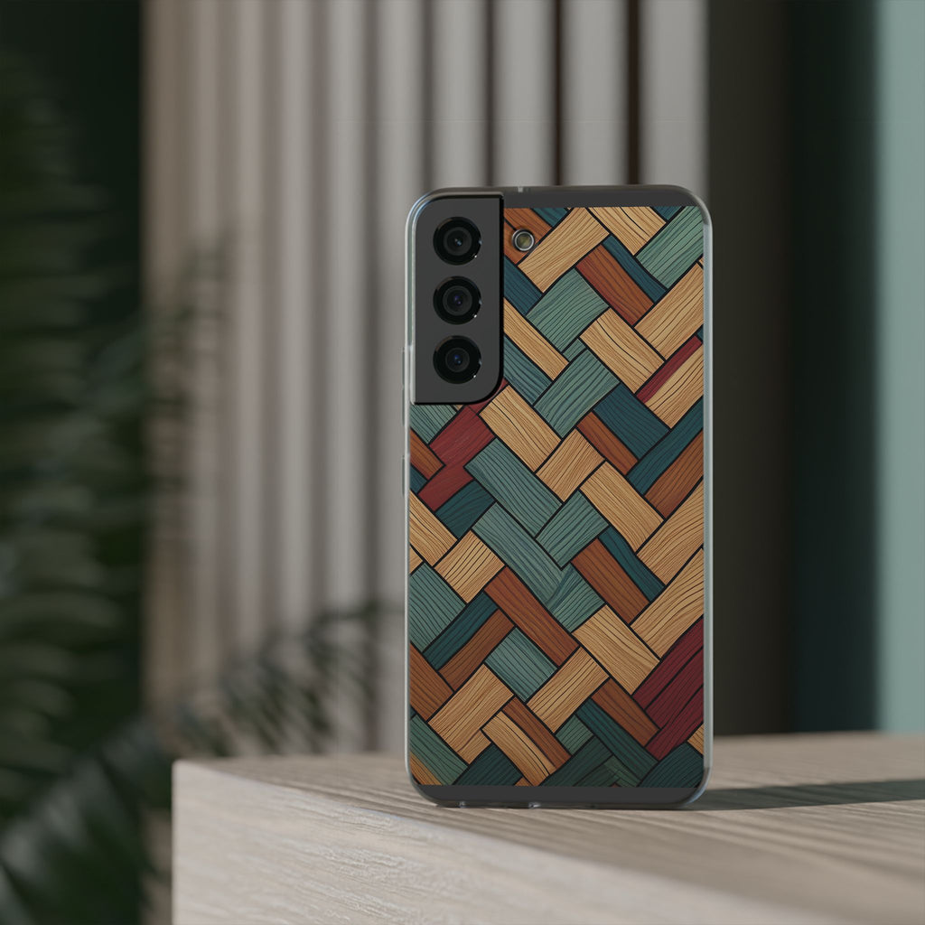 Woven Wood Pattern Phone Case — Rustic Geometric iPhone Flexi Case