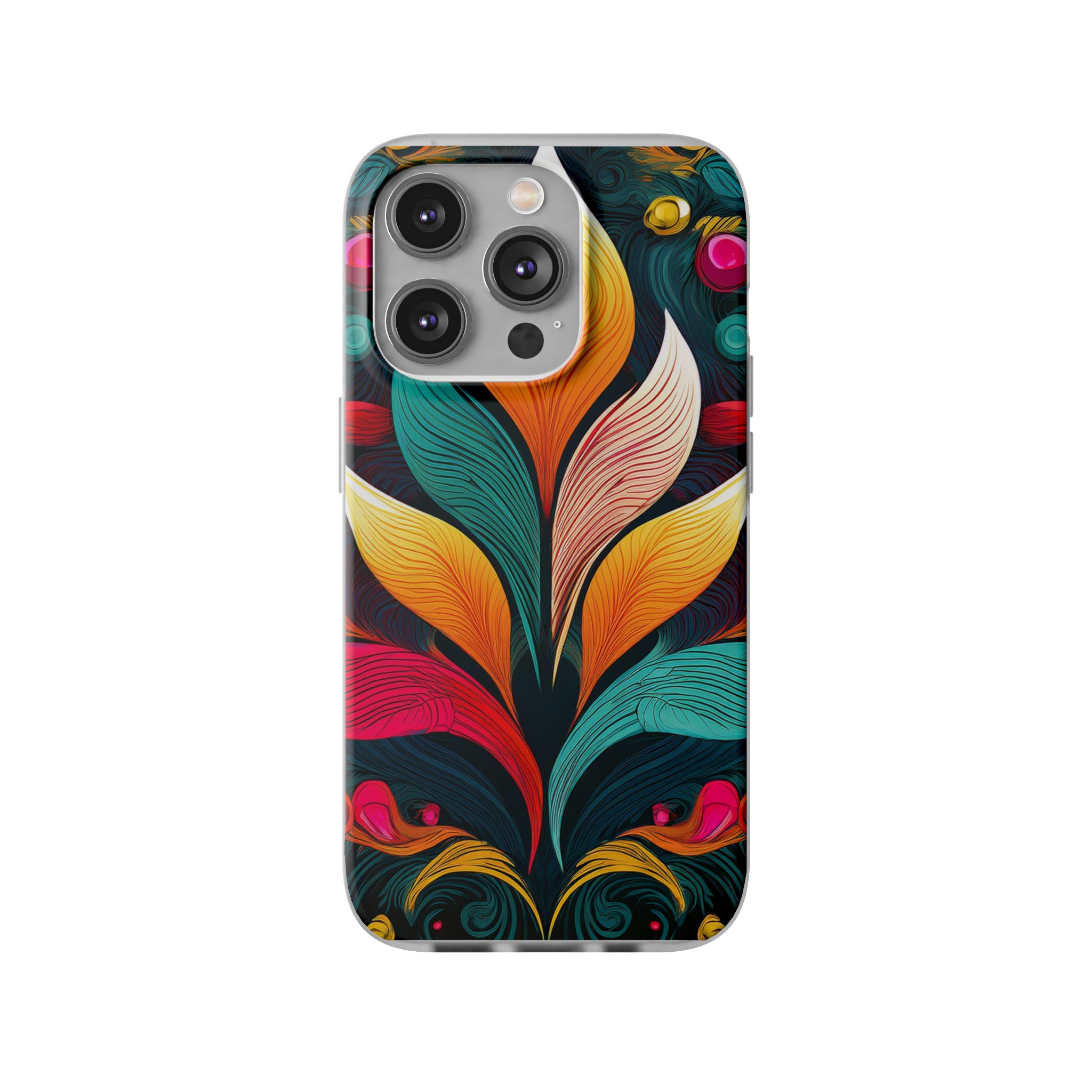 Floral Swirl Phone Case — Vibrant Boho Leaf Art Protective Cover