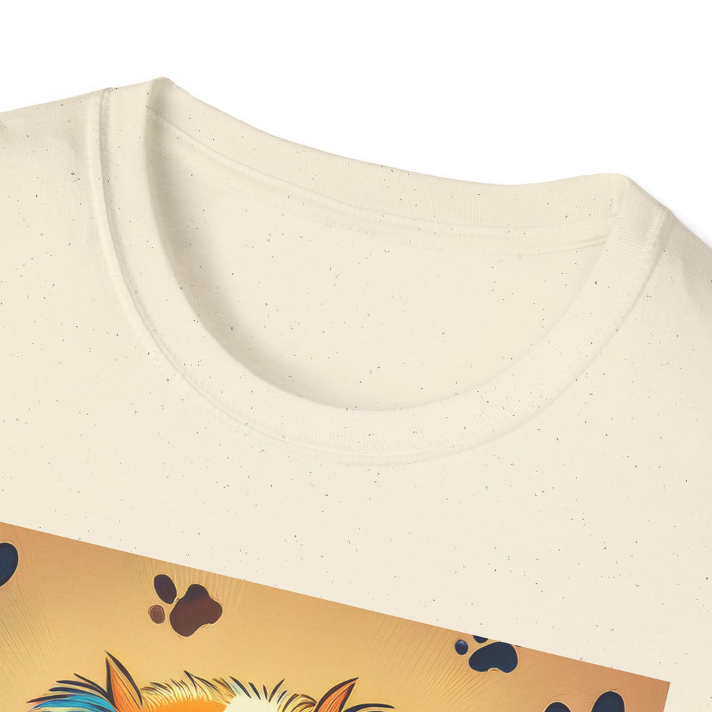 Cute Puppy Portrait T-Shirt — Colorful Paw Print Dog Graphic Tee