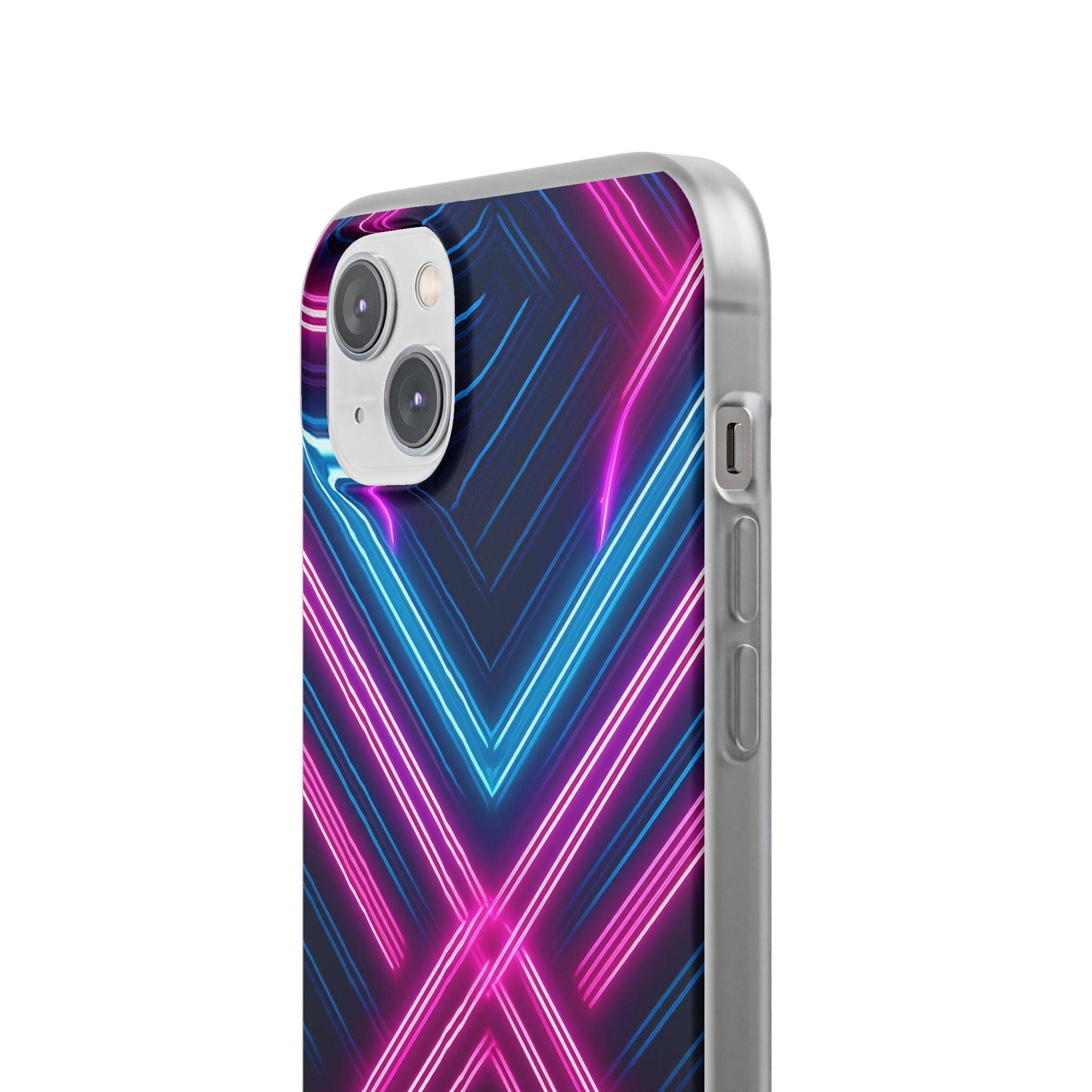 Neon Geometric Phone Case – Retro Vibes Blue & Pink Flexi Case