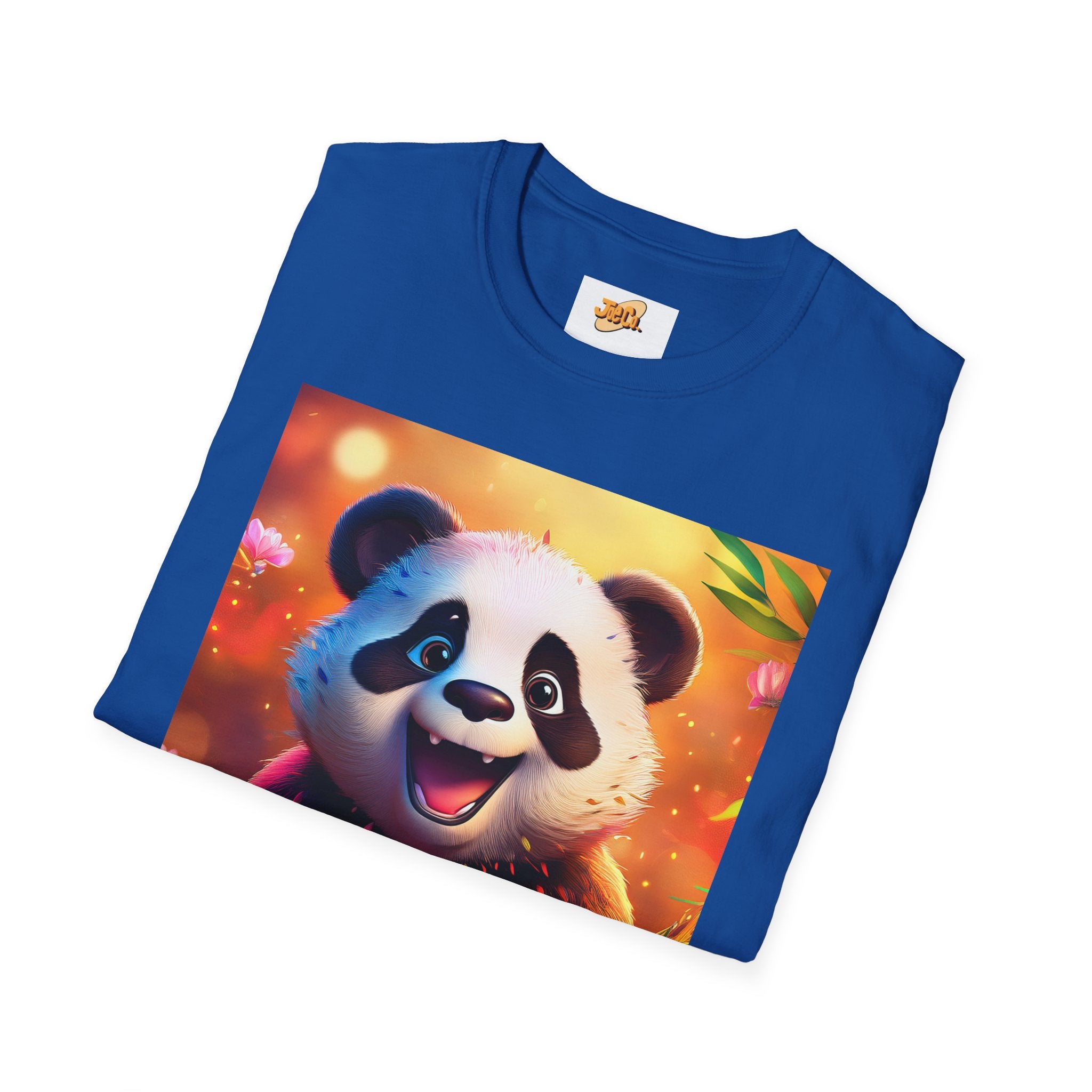 Cute Smiling Panda Graphic T-Shirt — Playful Floral Panda Tee