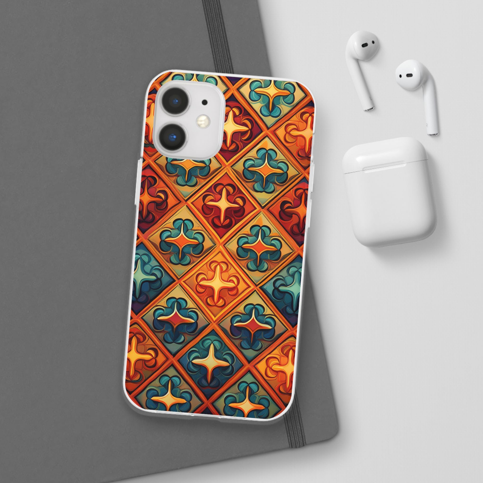 Vintage Tile Pattern Phone Case — Retro Moroccan Geometric Flexi Case