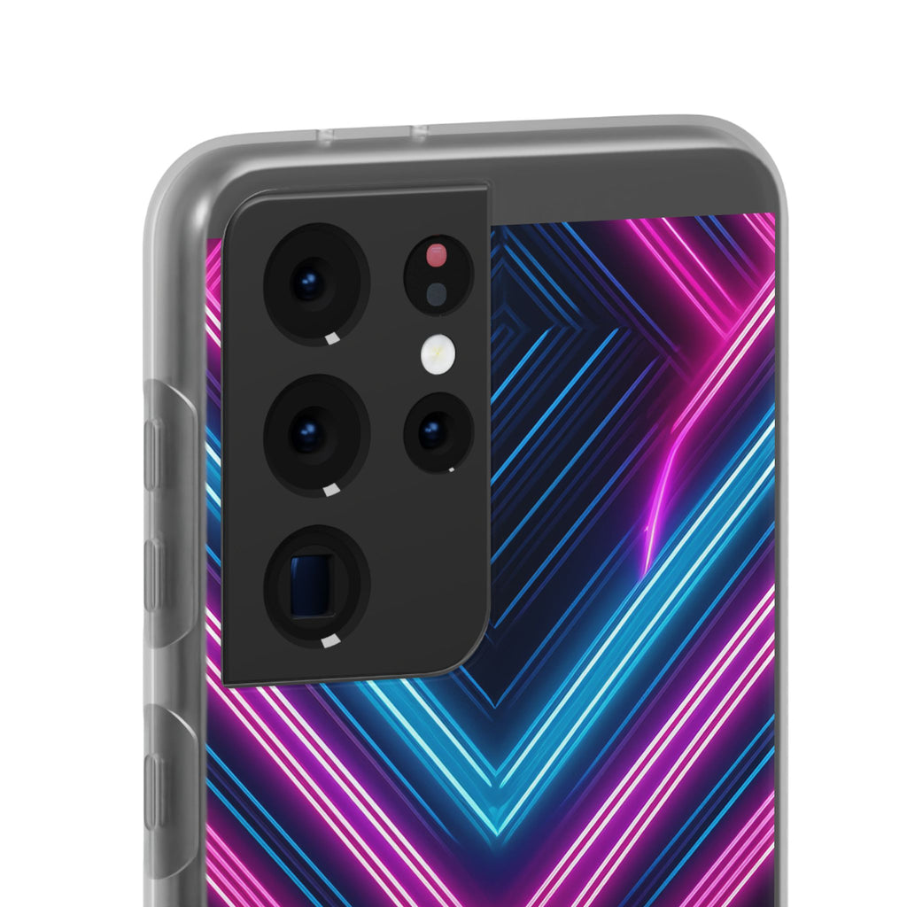 Neon Geometric Phone Case – Retro Vibes Blue & Pink Flexi Case