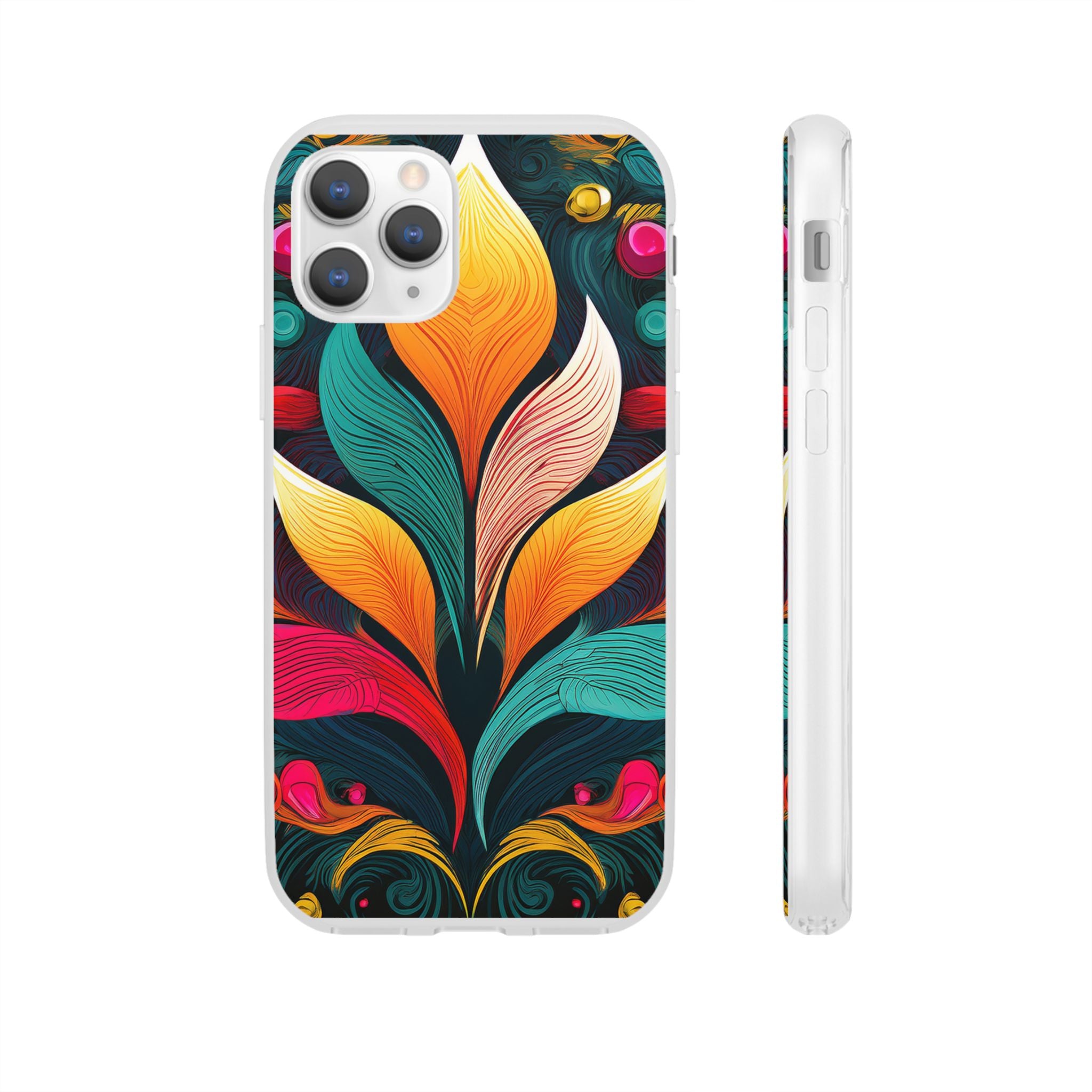 Floral Swirl Phone Case — Vibrant Boho Leaf Art Protective Cover
