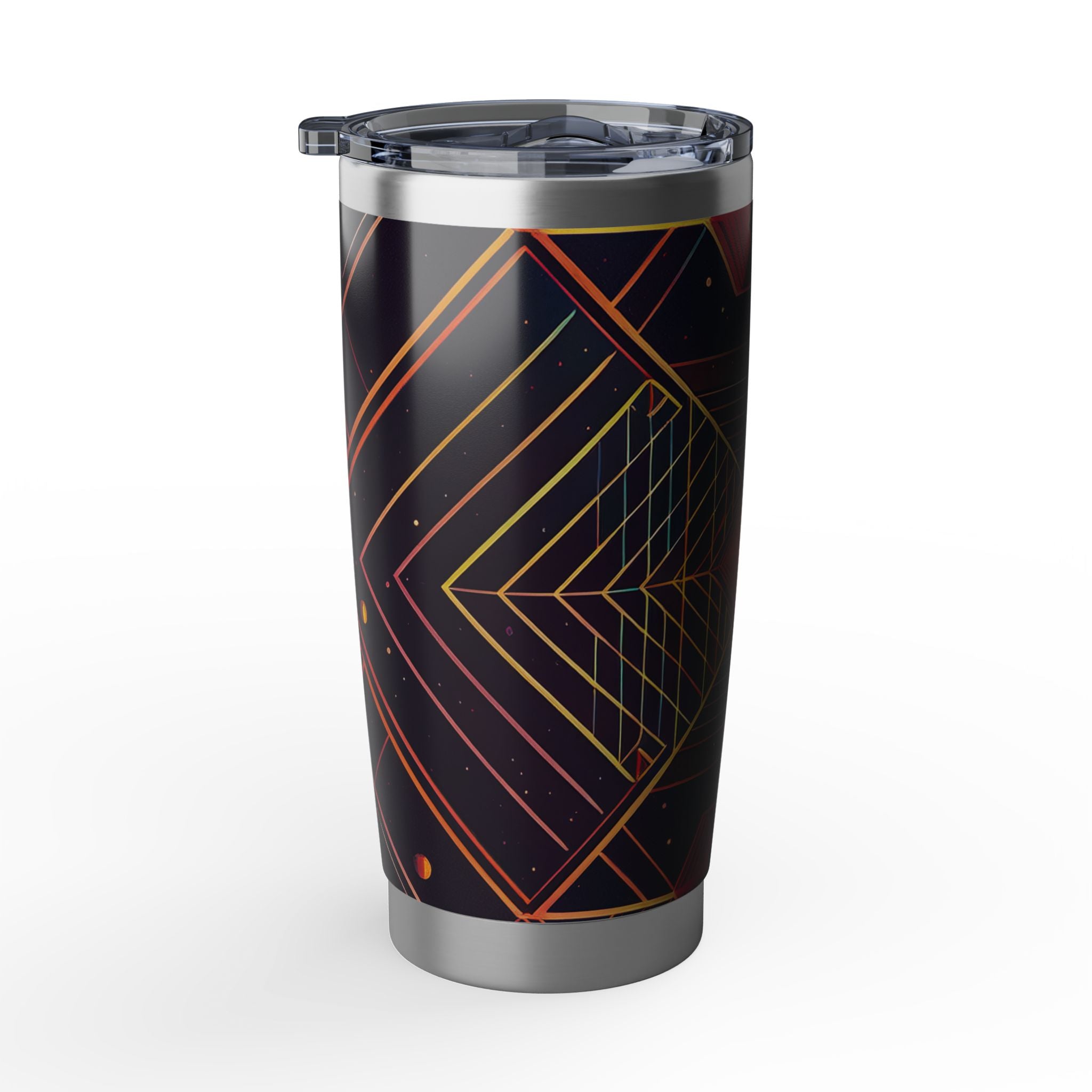 Geometric Vagabond 20oz Tumbler — Retro Neon Diamond Travel Cup