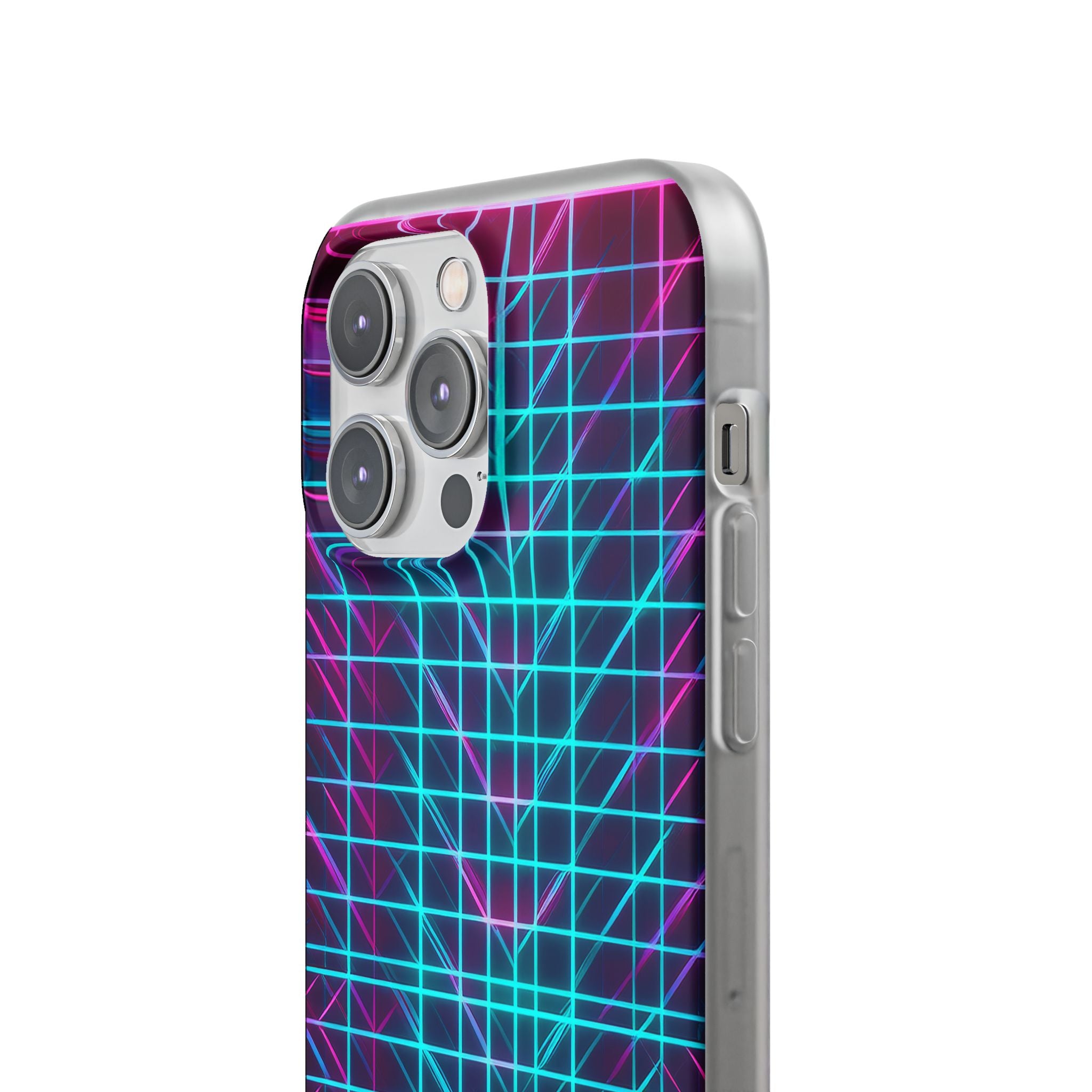 Retro Neon Grid Phone Case – 80s Vaporwave Geometric iPhone Cover