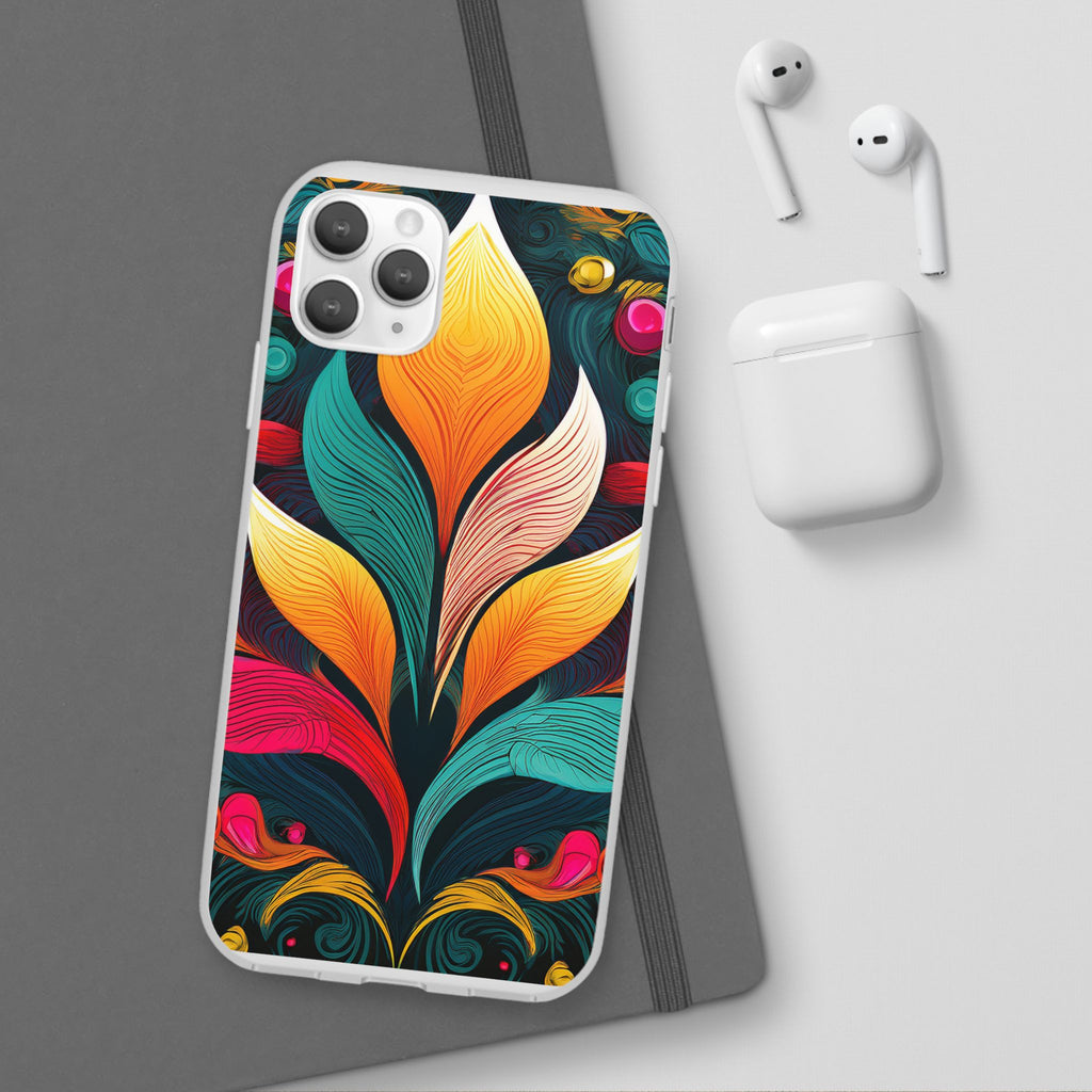 Floral Swirl Phone Case — Vibrant Boho Leaf Art Protective Cover