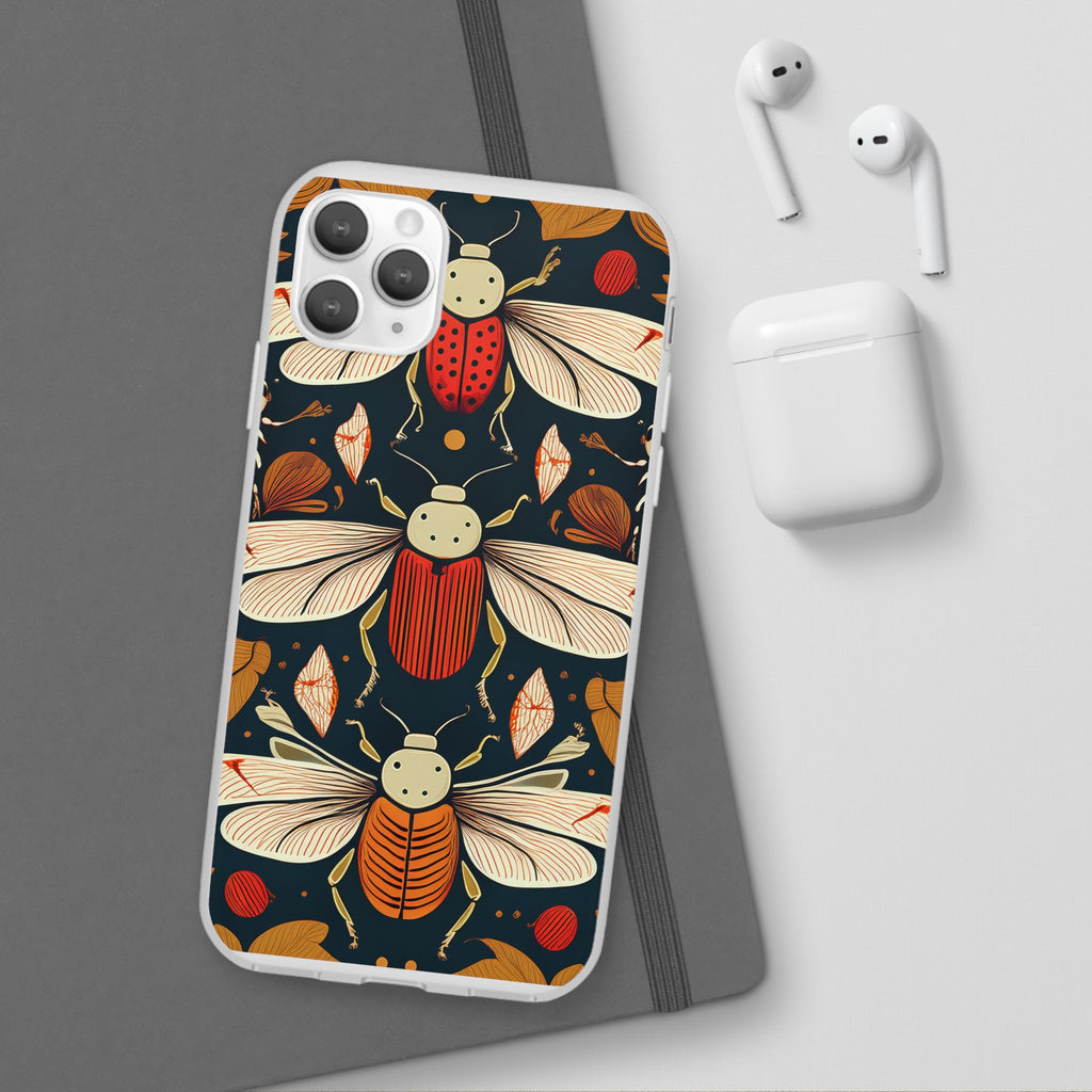 Bug Pattern Phone Case — Vintage Floral Firefly Design