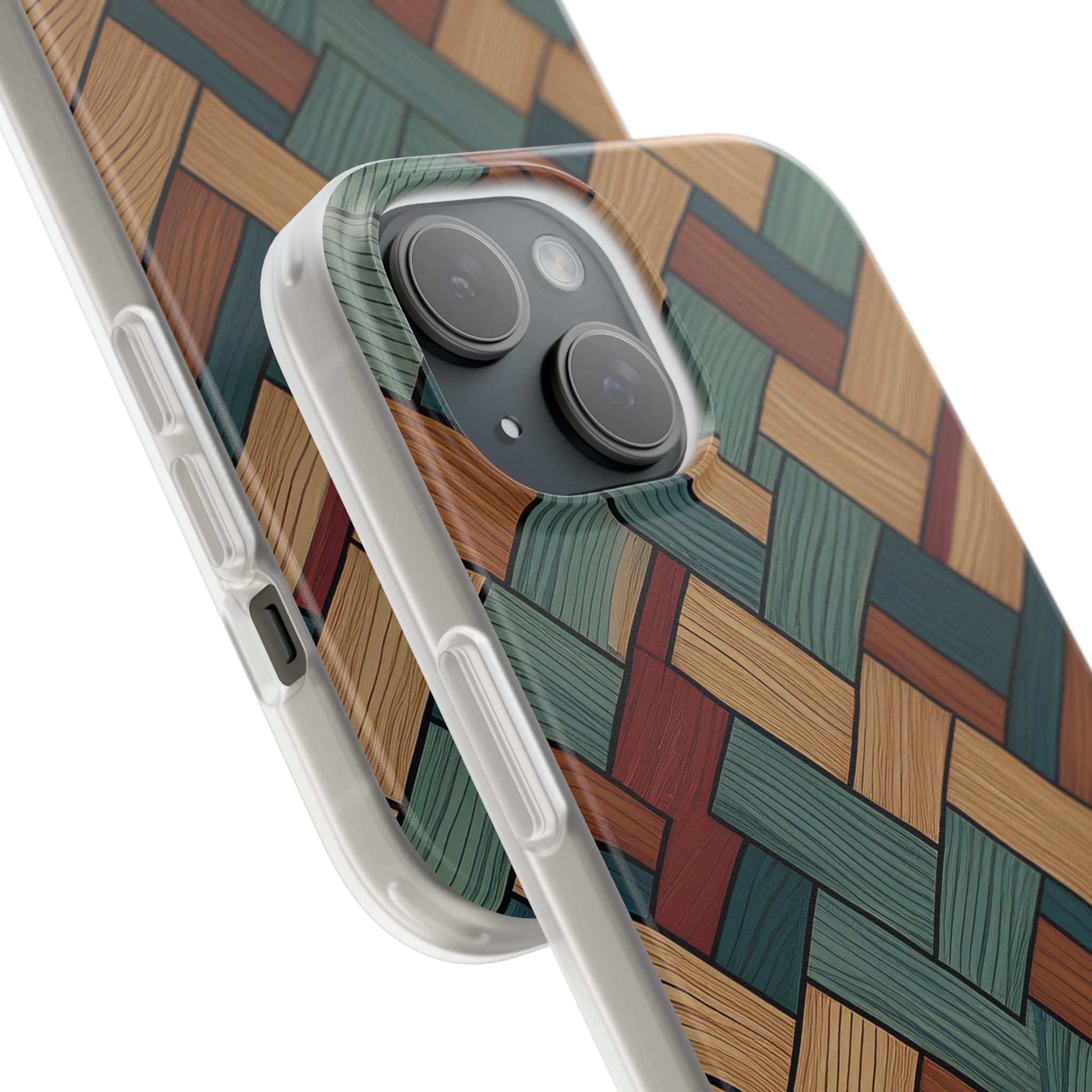 Woven Wood Pattern Phone Case — Rustic Geometric iPhone Flexi Case