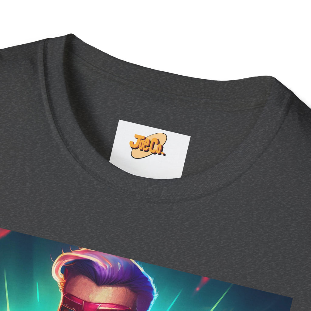 Superhero Graphic T-Shirt — Retro Neon Captain Chest Emblem
