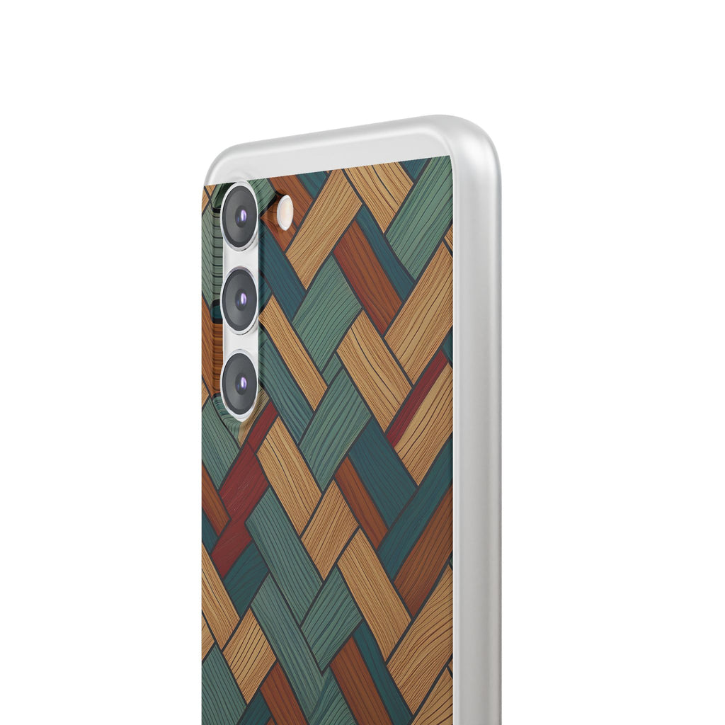 Woven Wood Pattern Phone Case — Rustic Geometric iPhone Flexi Case