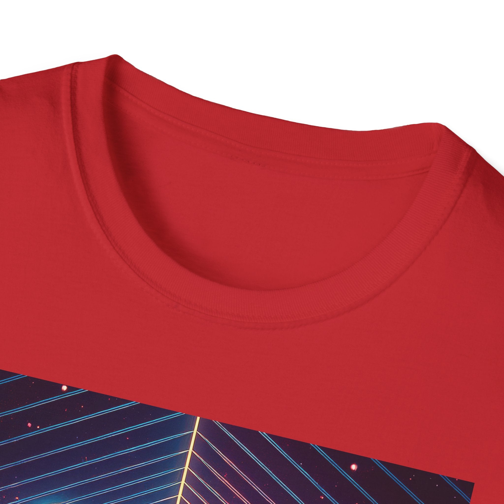 Retro Futuristic Space Tee — Neon Geometric Galaxy T-Shirt