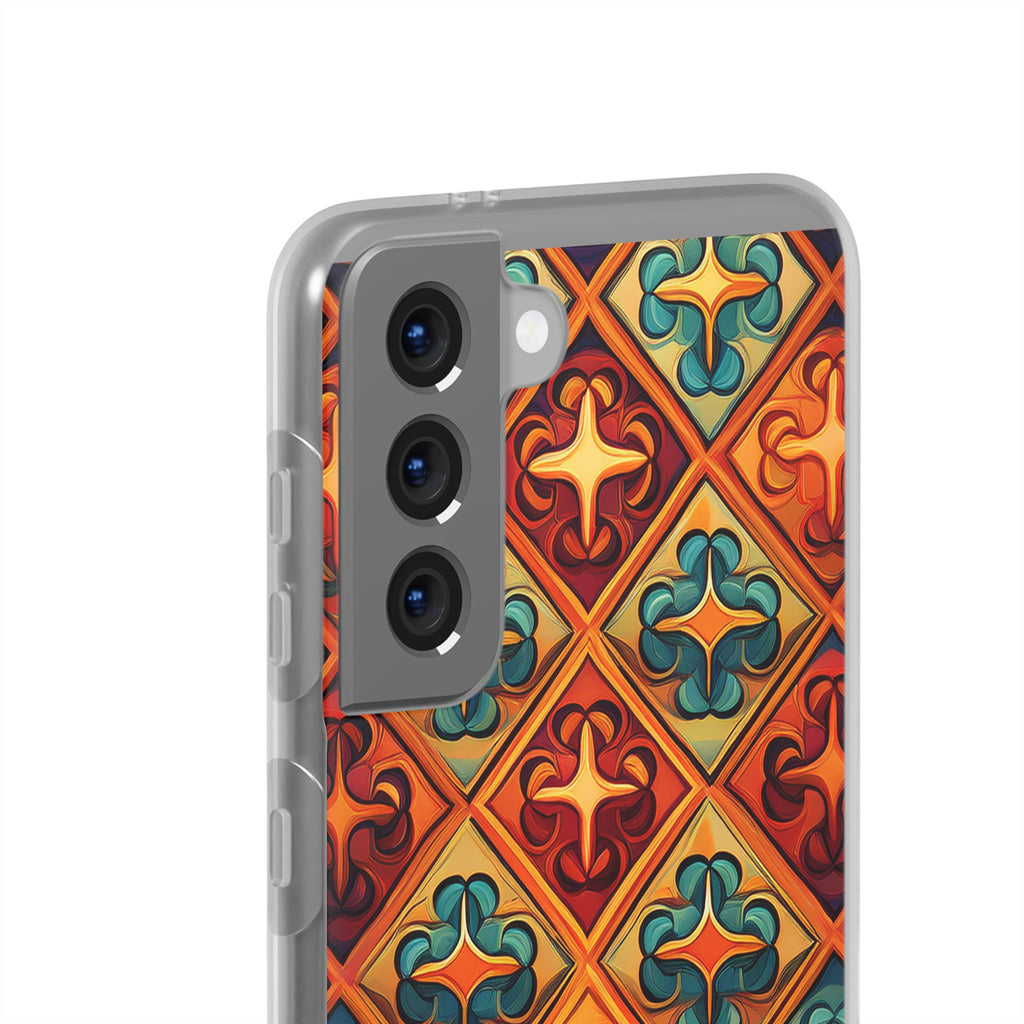 Vintage Tile Pattern Phone Case — Retro Moroccan Geometric Flexi Case