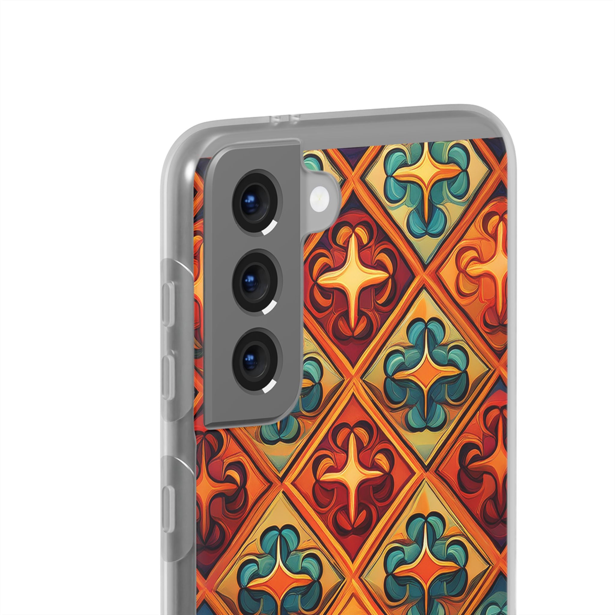 Vintage Tile Pattern Phone Case — Retro Moroccan Geometric Flexi Case