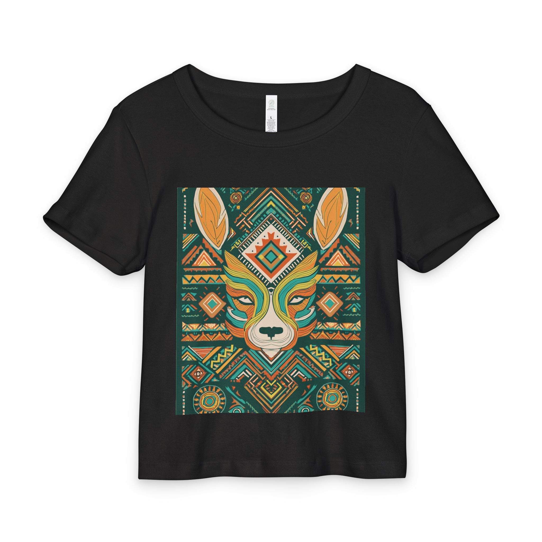 Tribal Fox Baby Tee — Organic Rib Infant T‑Shirt with Geometric Woodland Design