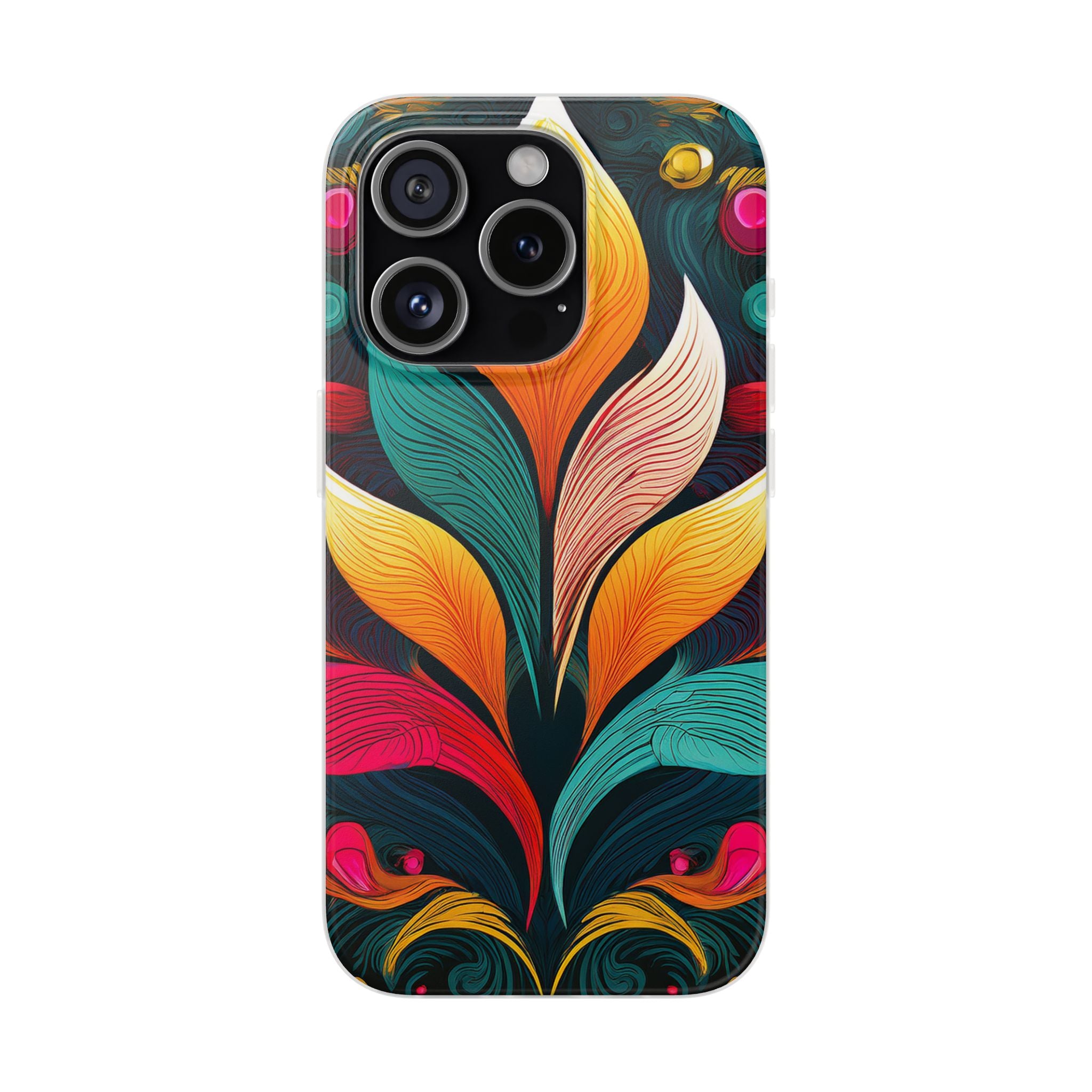 Floral Swirl Phone Case — Vibrant Boho Leaf Art Protective Cover