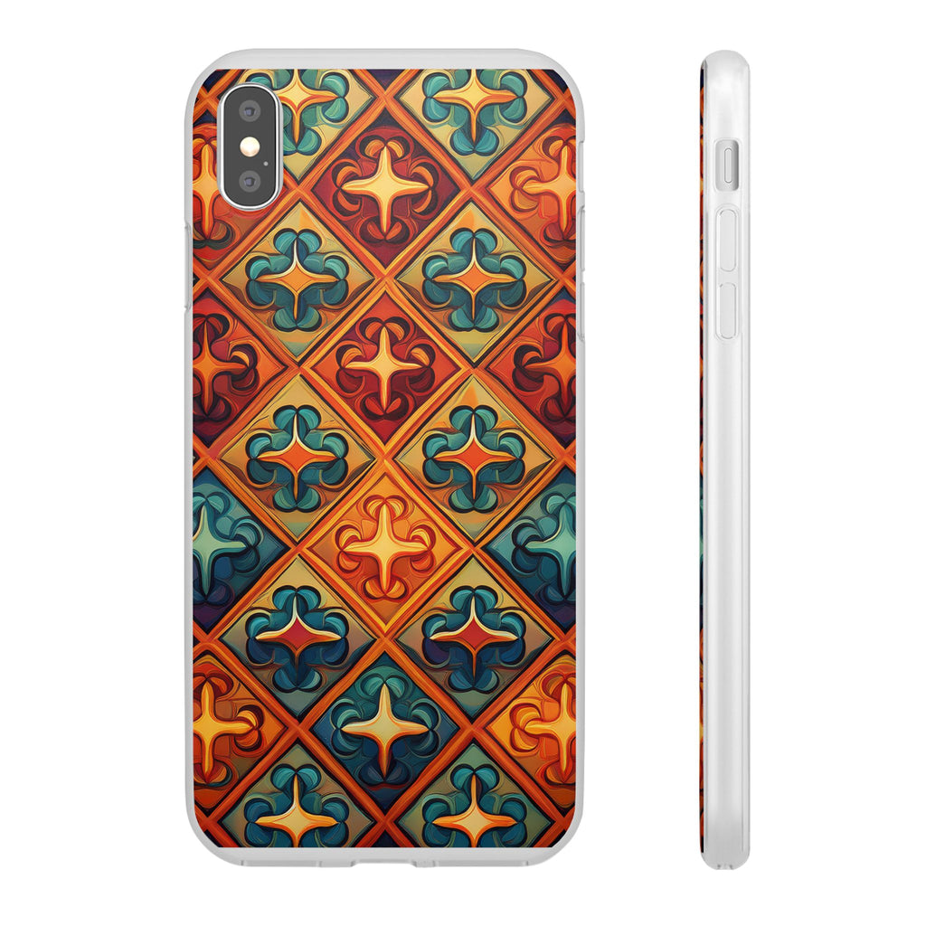 Vintage Tile Pattern Phone Case — Retro Moroccan Geometric Flexi Case