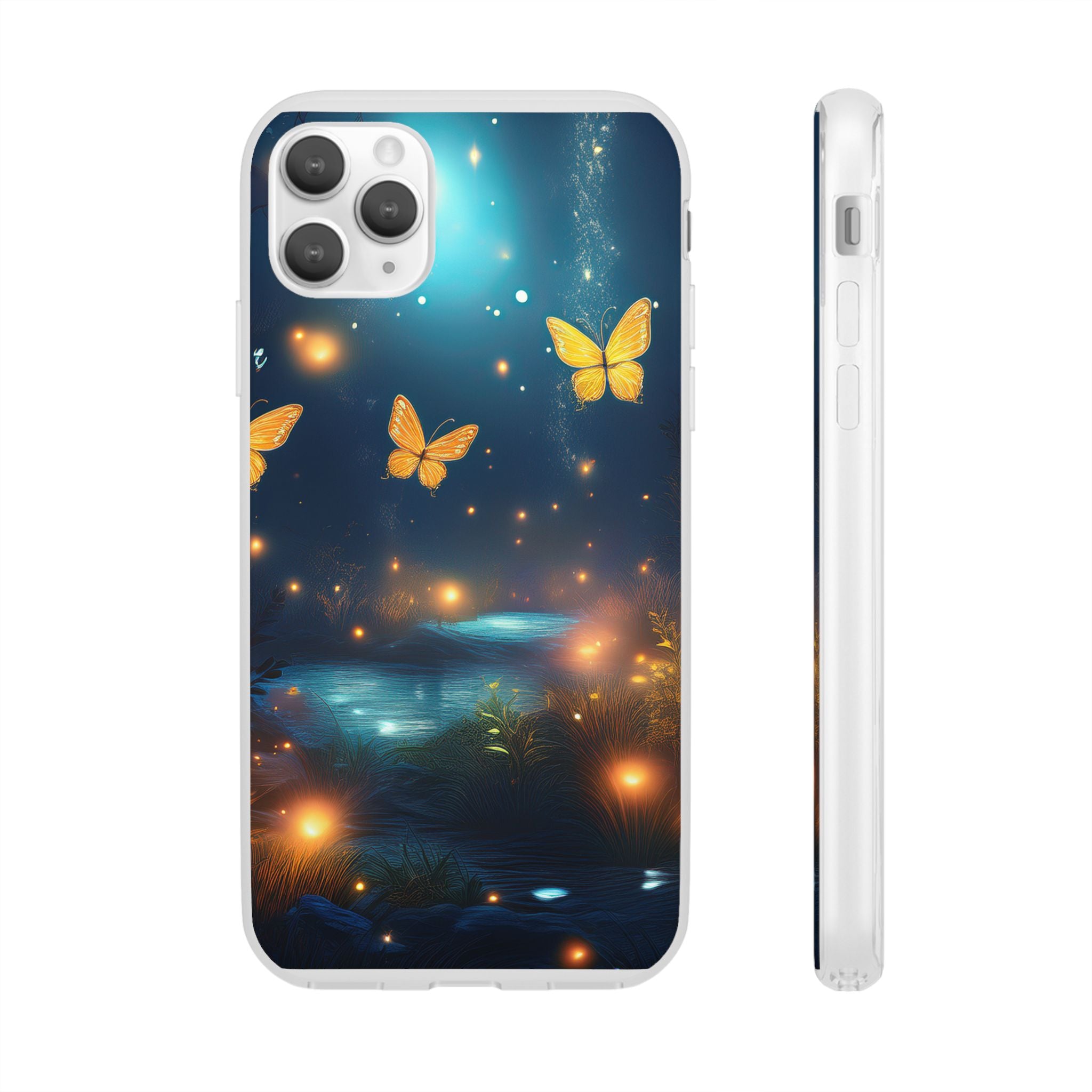 Butterfly Night Sky Phone Case – Glowing Firefly Fantasy for iPhone