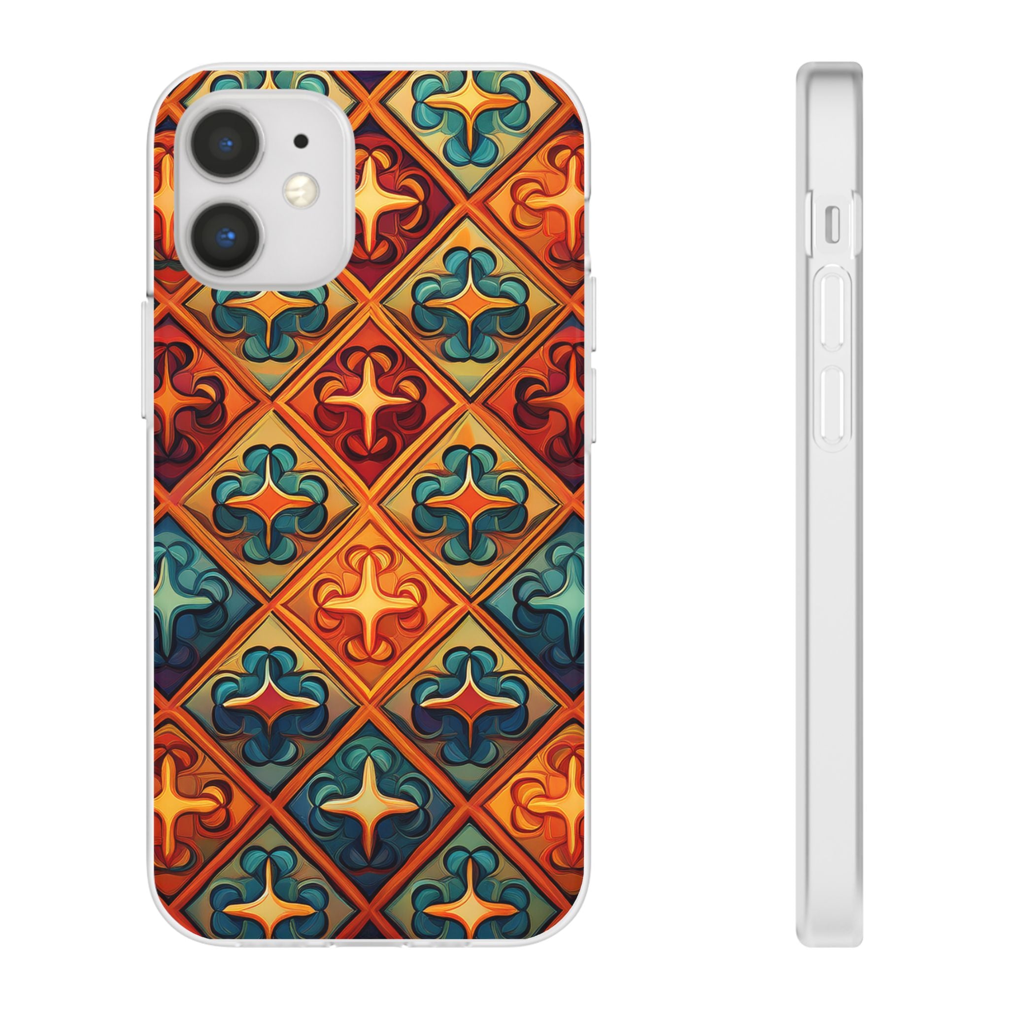 Vintage Tile Pattern Phone Case — Retro Moroccan Geometric Flexi Case