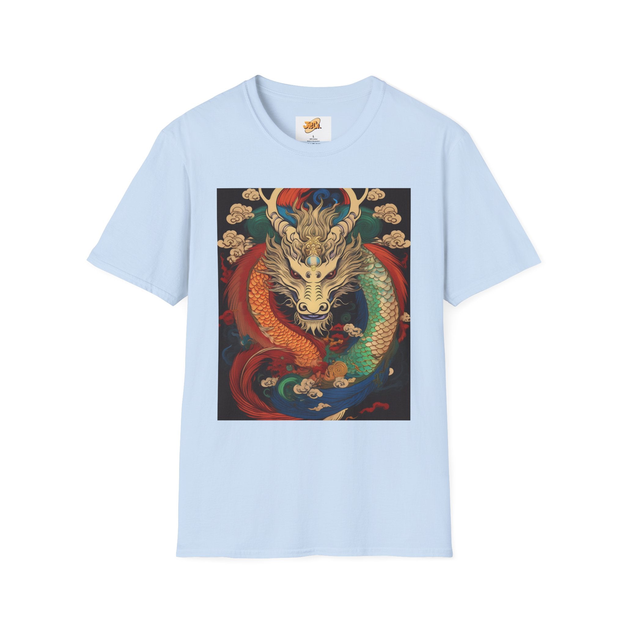 Dragon Koi Fusion T-Shirt — Vibrant Asian Mythical Dragon & Koi Art Tee