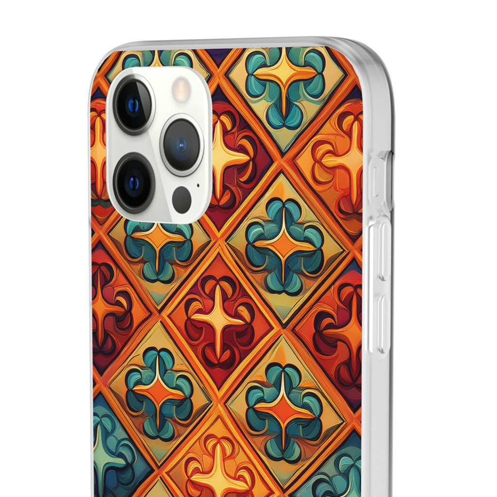 Vintage Tile Pattern Phone Case — Retro Moroccan Geometric Flexi Case