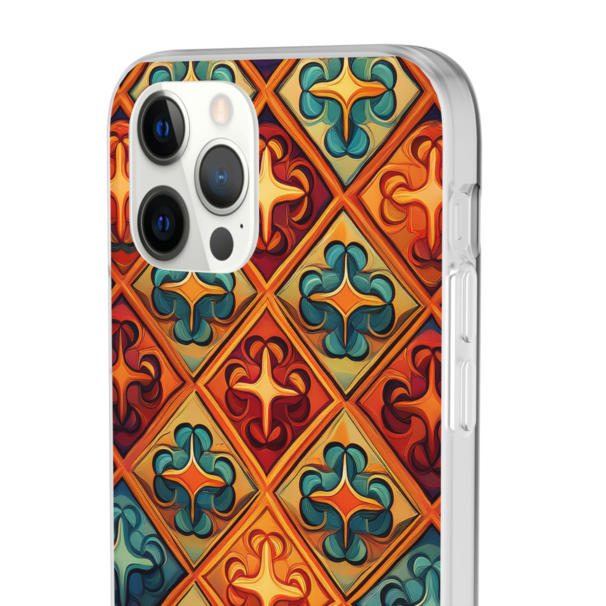 Vintage Tile Pattern Phone Case — Retro Moroccan Geometric Flexi Case