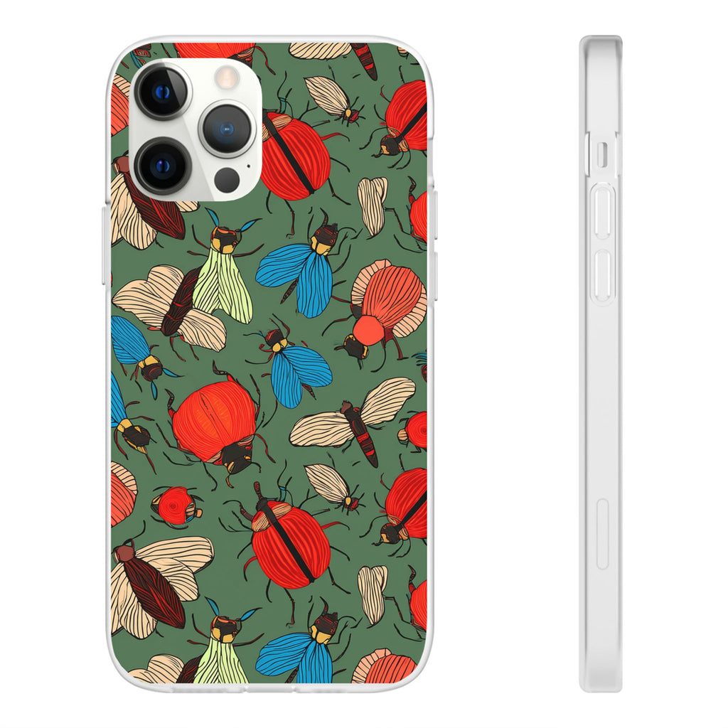Bug Pattern Phone Case — Colorful Beetles & Flies Design