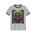 Abstract Flame Mandala Ringer Tee - Psychedelic Symmetry Graphic T-Shirt