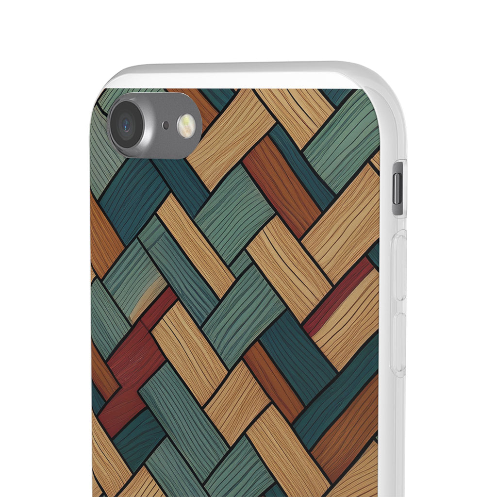 Woven Wood Pattern Phone Case — Rustic Geometric iPhone Flexi Case