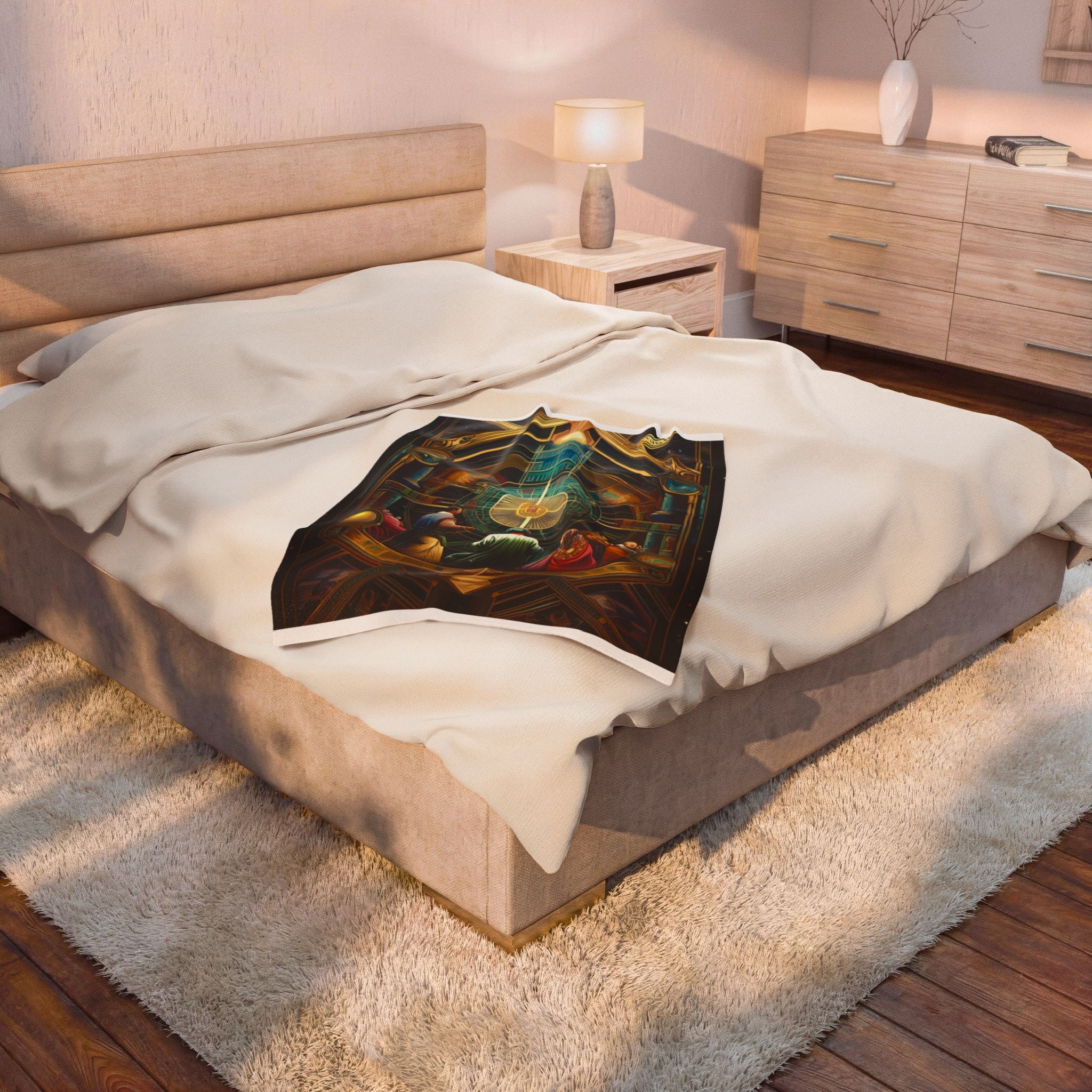 Velveteen Plush Blanket — Mystical Astrarium Tapestry Design