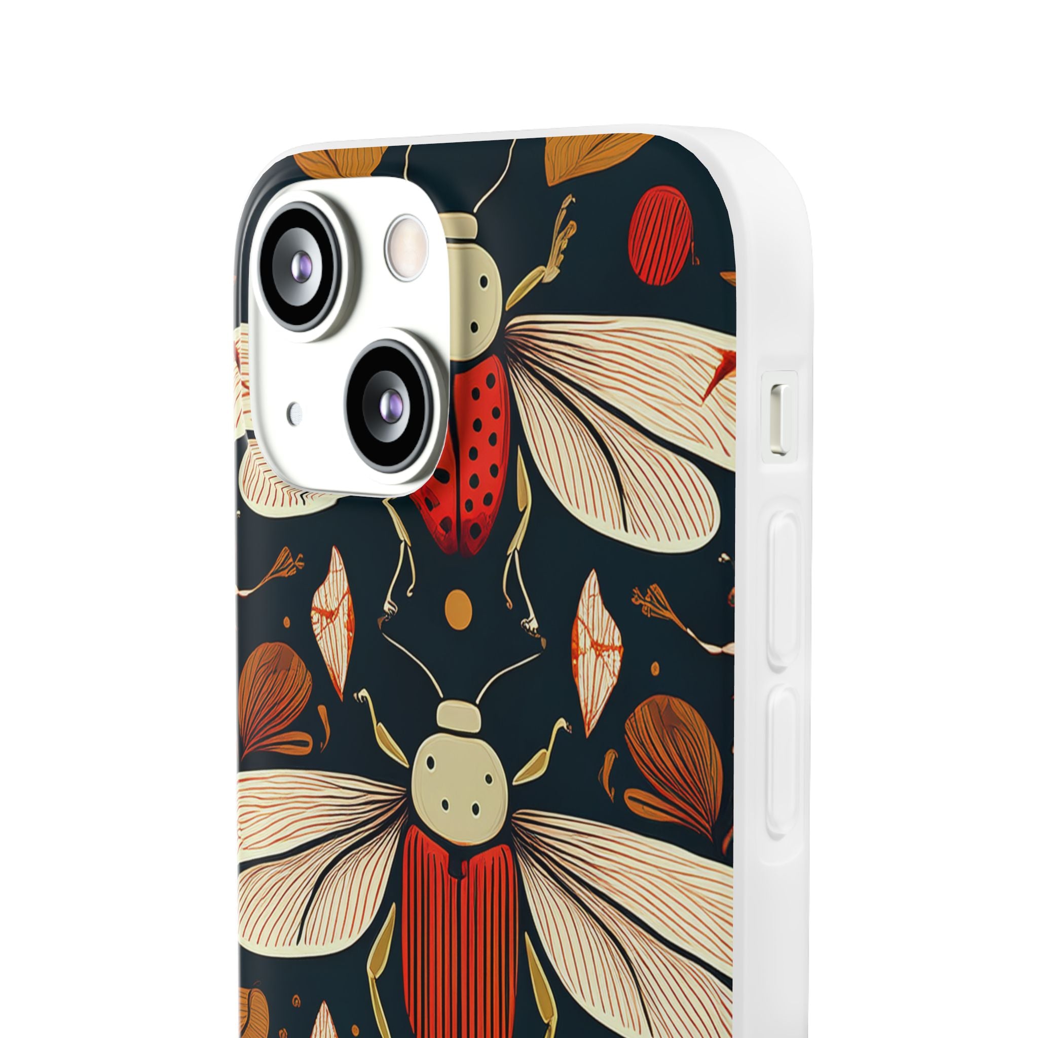 Bug Pattern Phone Case — Vintage Floral Firefly Design