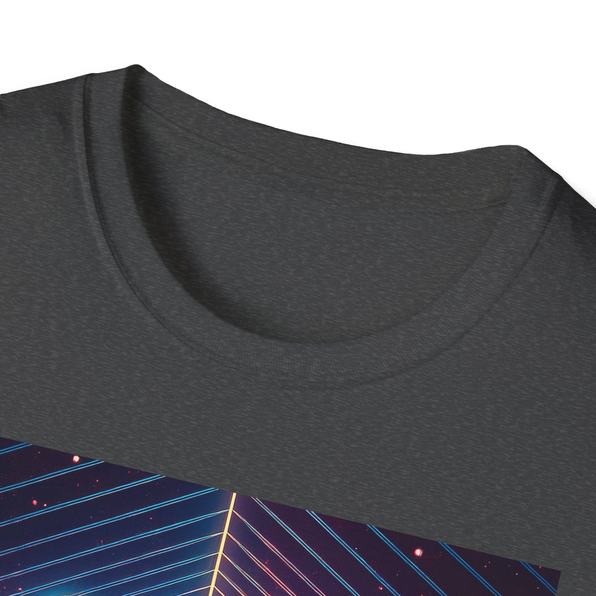 Retro Futuristic Space Tee — Neon Geometric Galaxy T-Shirt