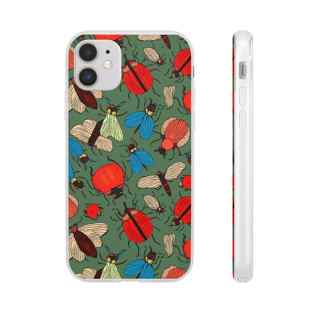 Bug Pattern Phone Case — Colorful Beetles & Flies Design