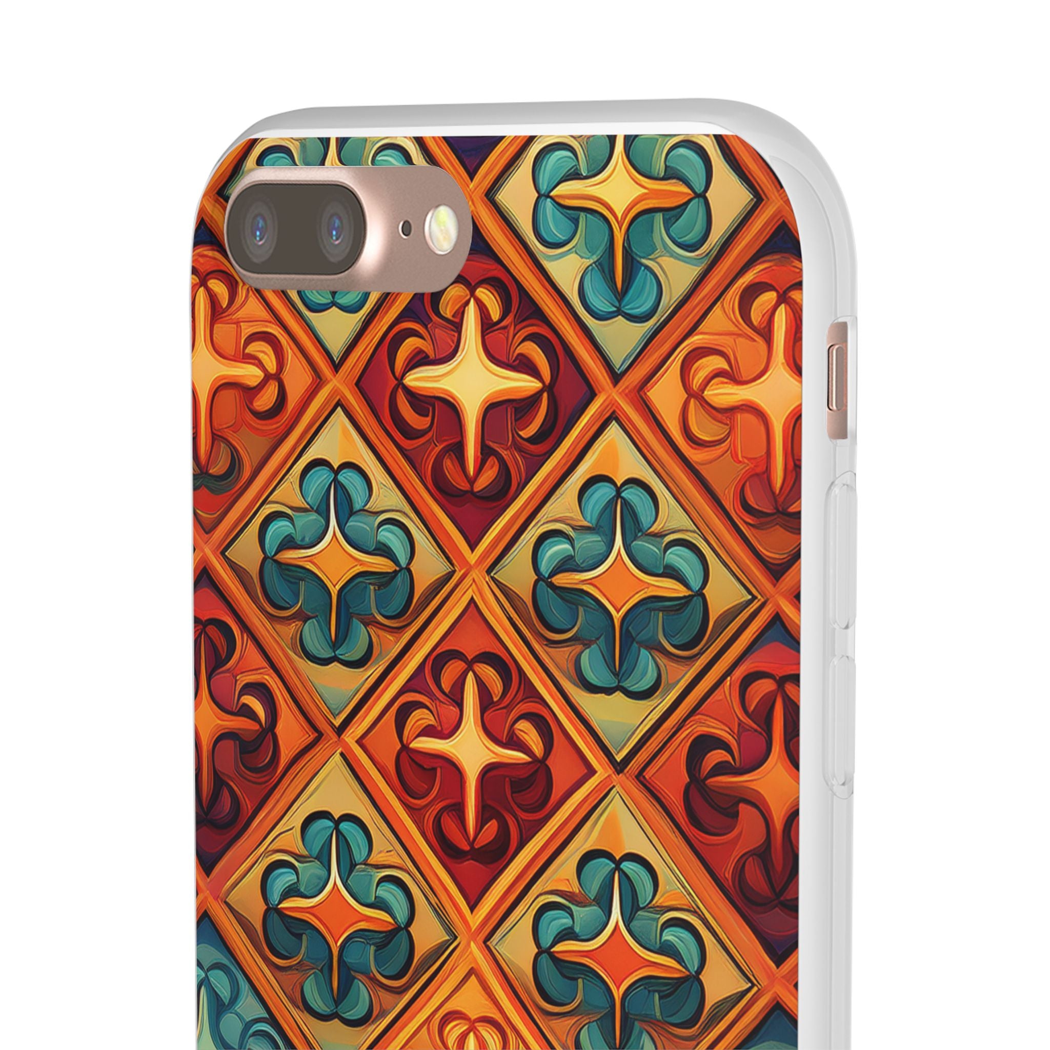 Vintage Tile Pattern Phone Case — Retro Moroccan Geometric Flexi Case