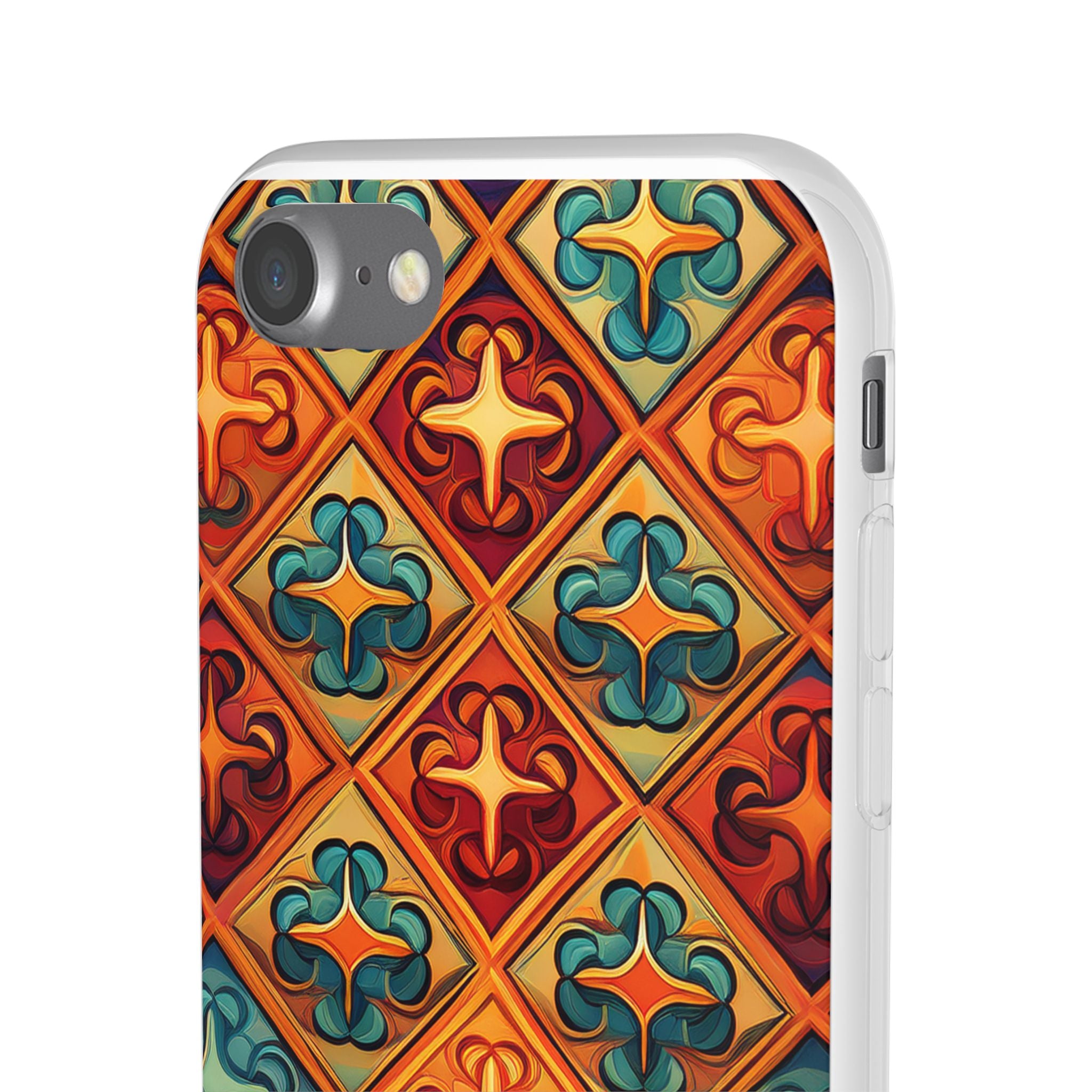 Vintage Tile Pattern Phone Case — Retro Moroccan Geometric Flexi Case