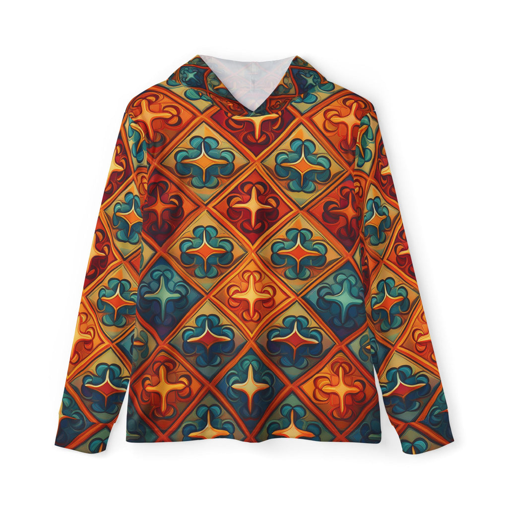 Patterned Hoodie - Vintage Tile Mosaic All-Over Print Men's Warmup Hoodie