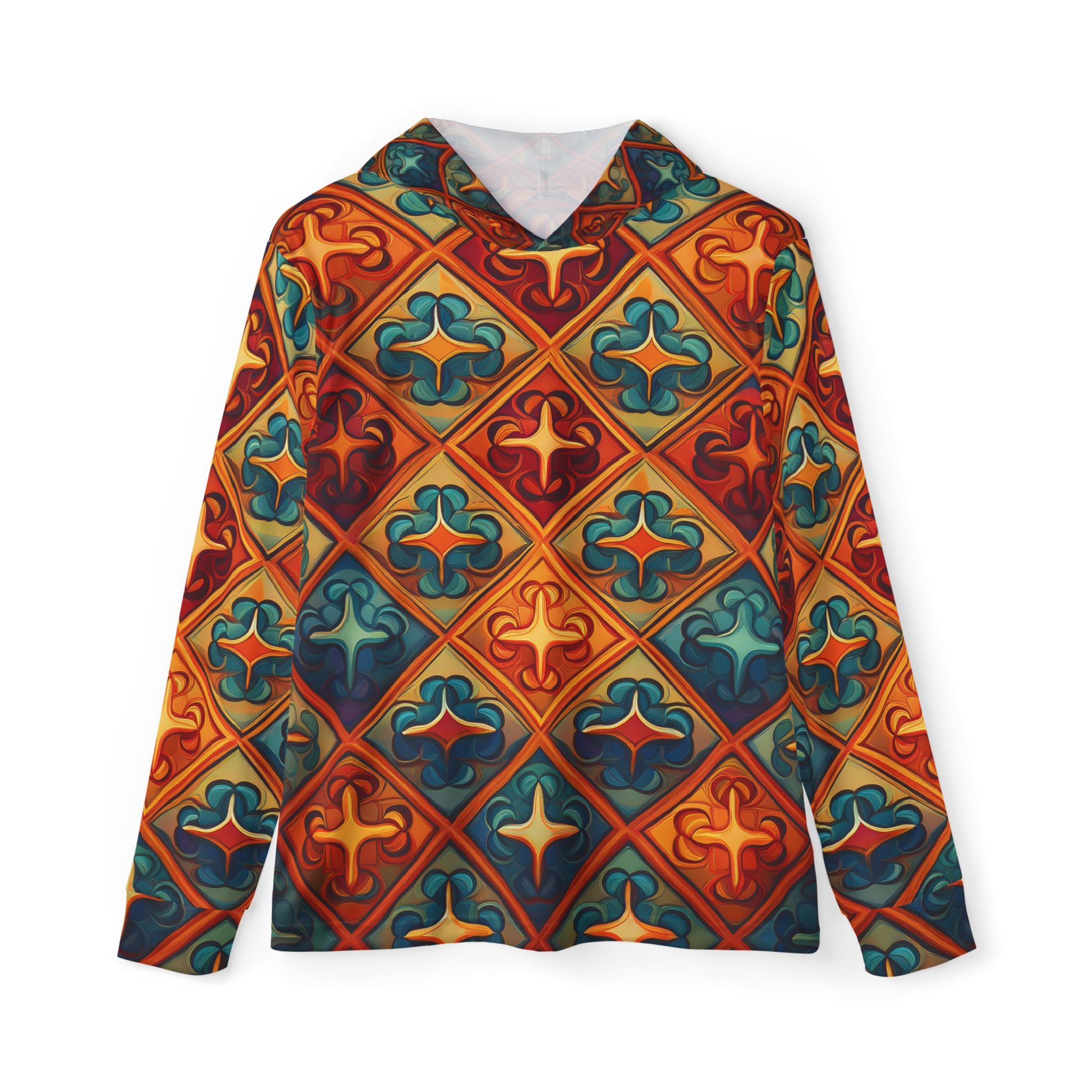Patterned Hoodie - Vintage Tile Mosaic All-Over Print Men's Warmup Hoodie