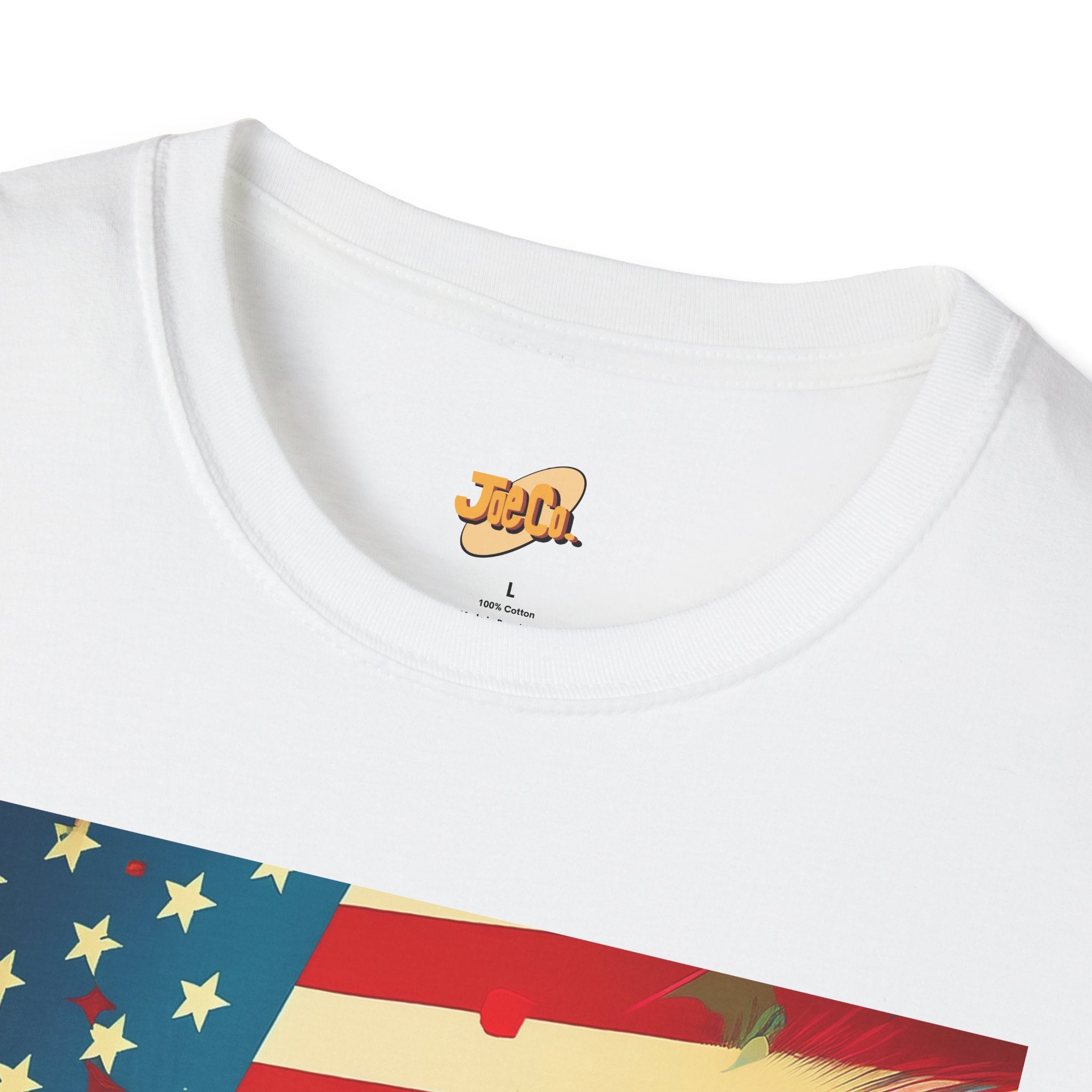 Patriotic Retro Woman T-Shirt — American Flag Vintage Pop Art Tee