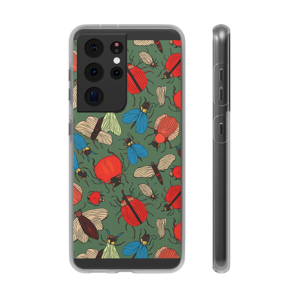Bug Pattern Phone Case — Colorful Beetles & Flies Design