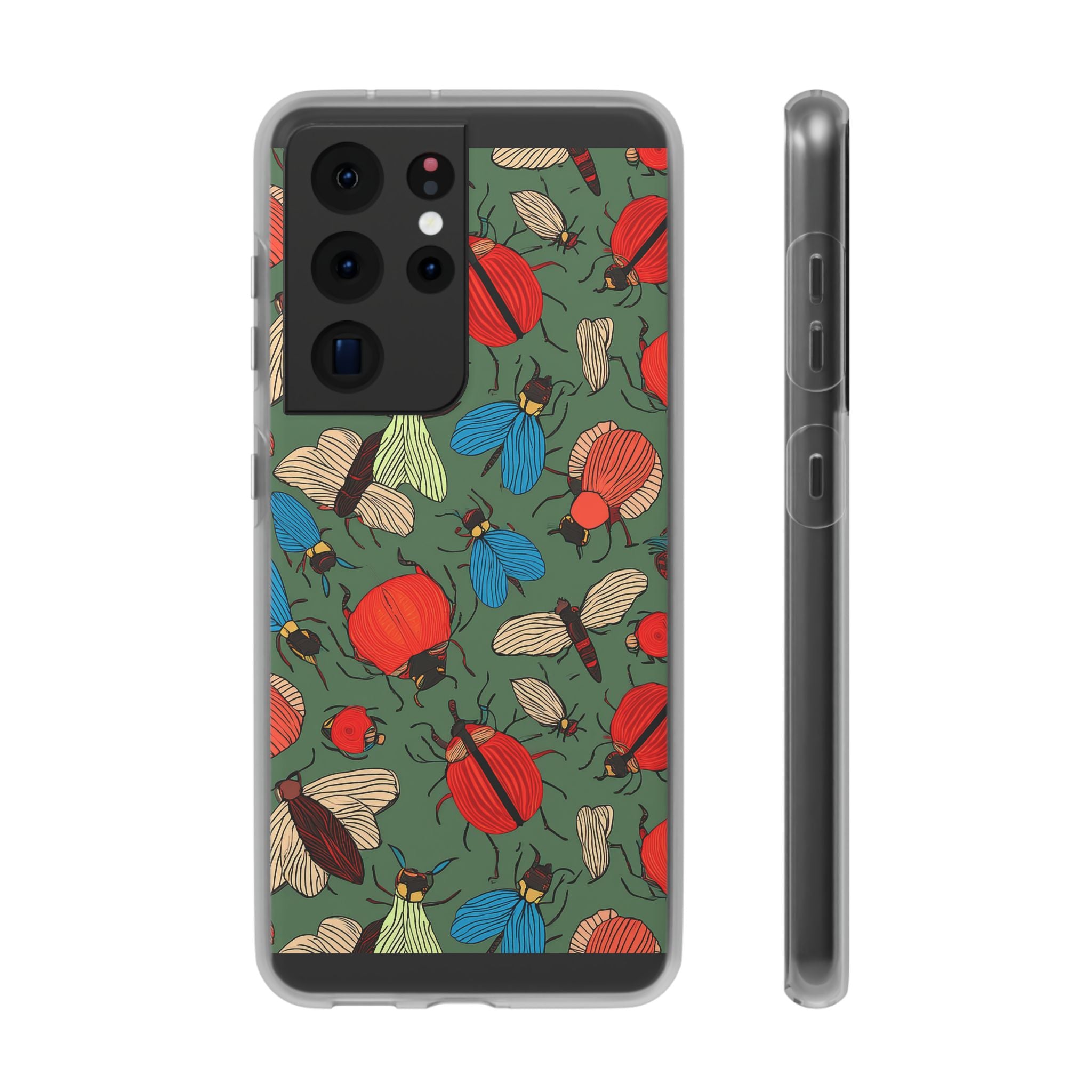 Bug Pattern Phone Case — Colorful Beetles & Flies Design