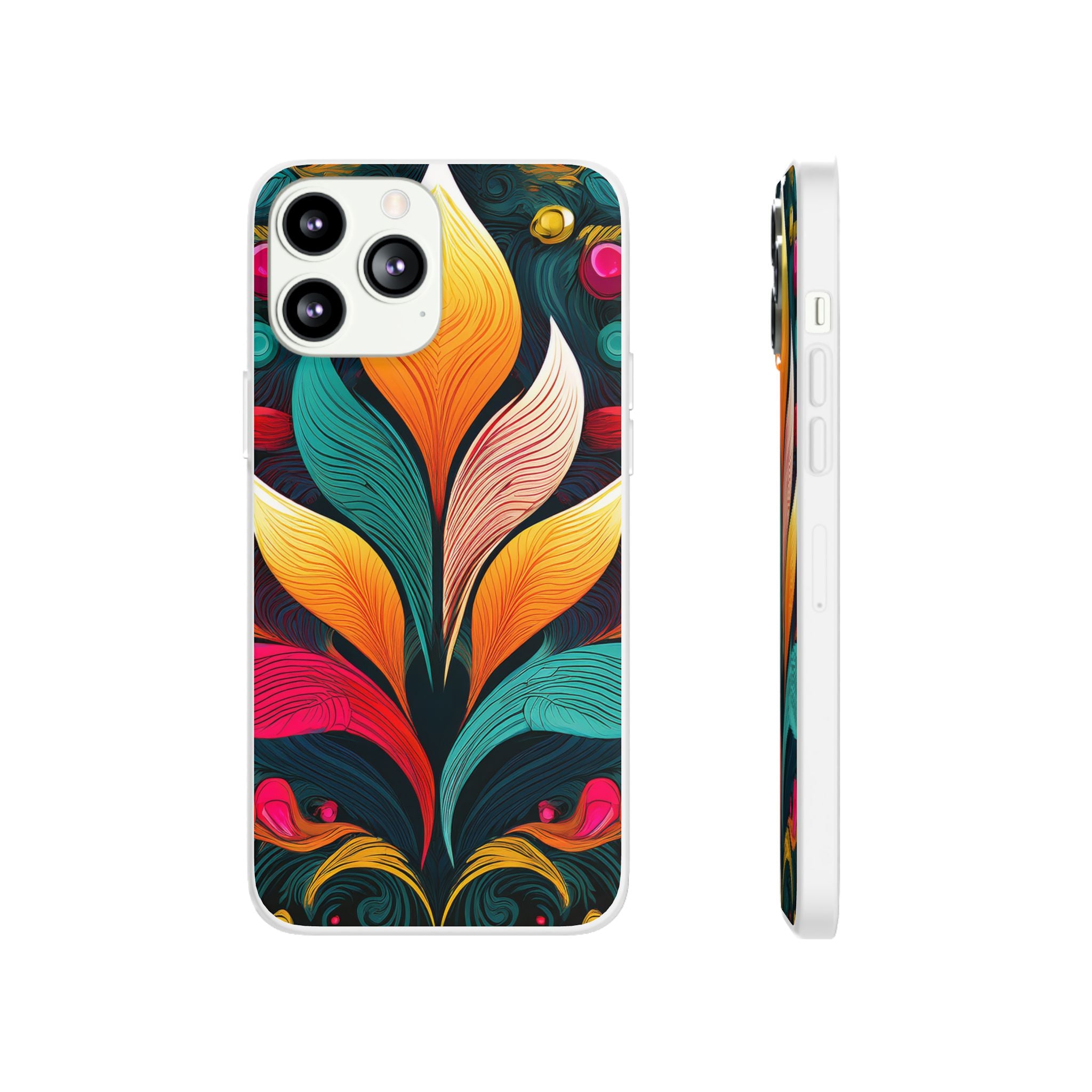 Floral Swirl Phone Case — Vibrant Boho Leaf Art Protective Cover