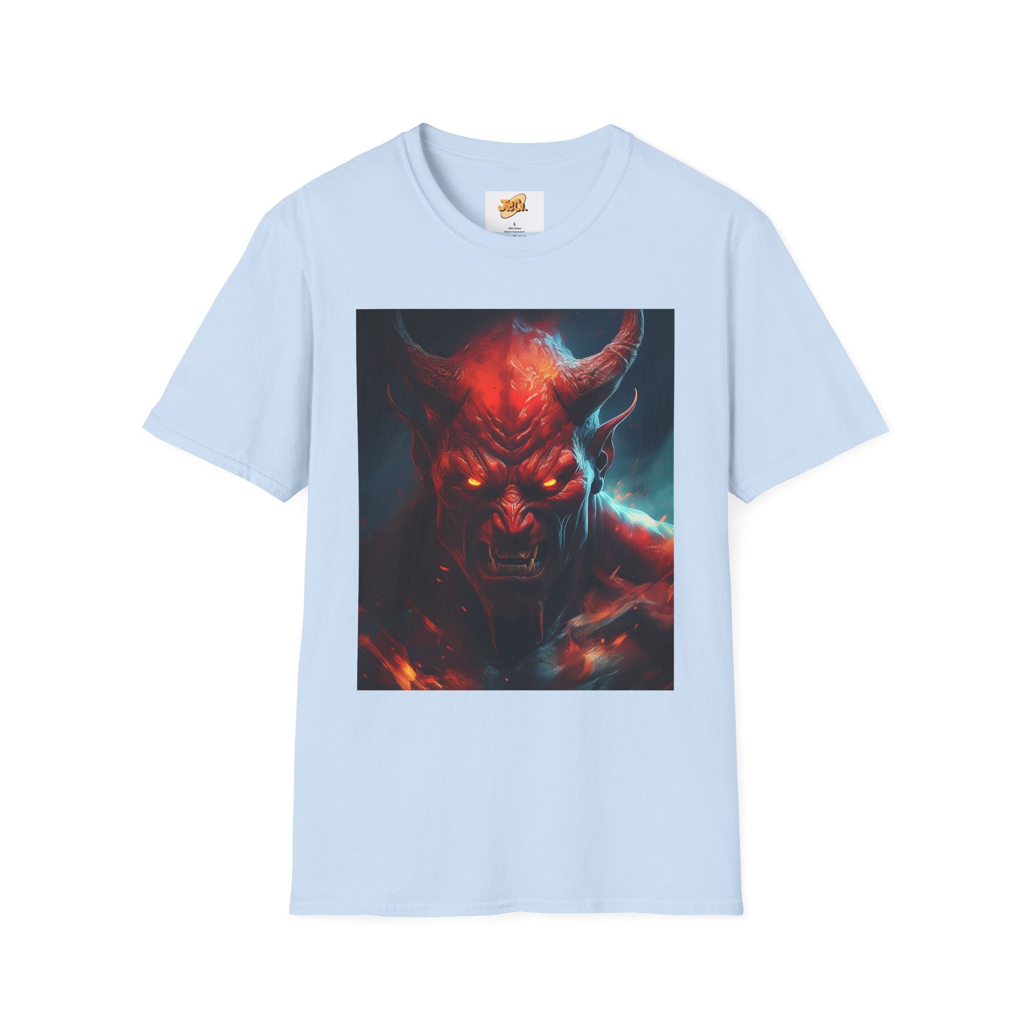 Demon Skull T-Shirt — Fiery Horned Demon Graphic Tee