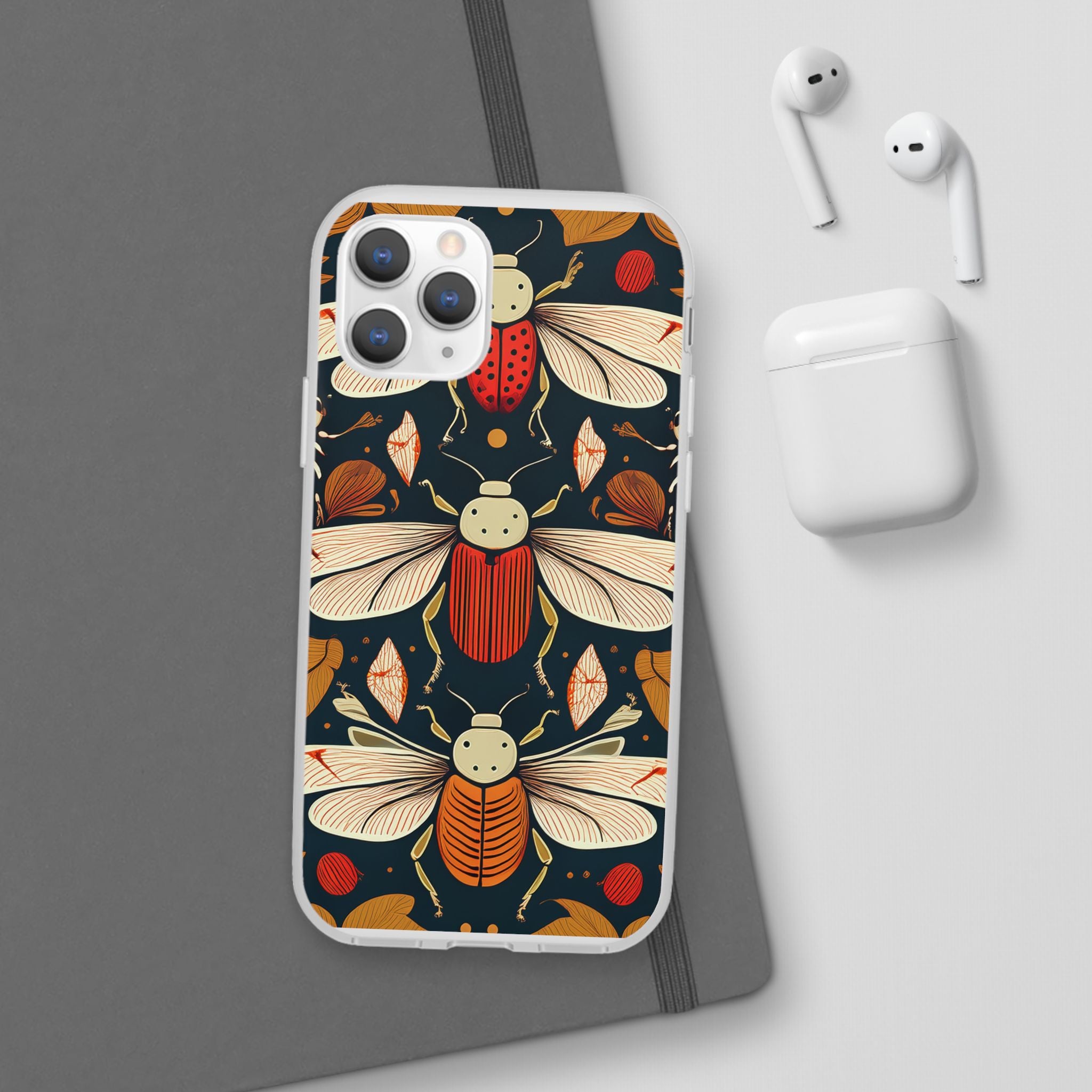 Bug Pattern Phone Case — Vintage Floral Firefly Design