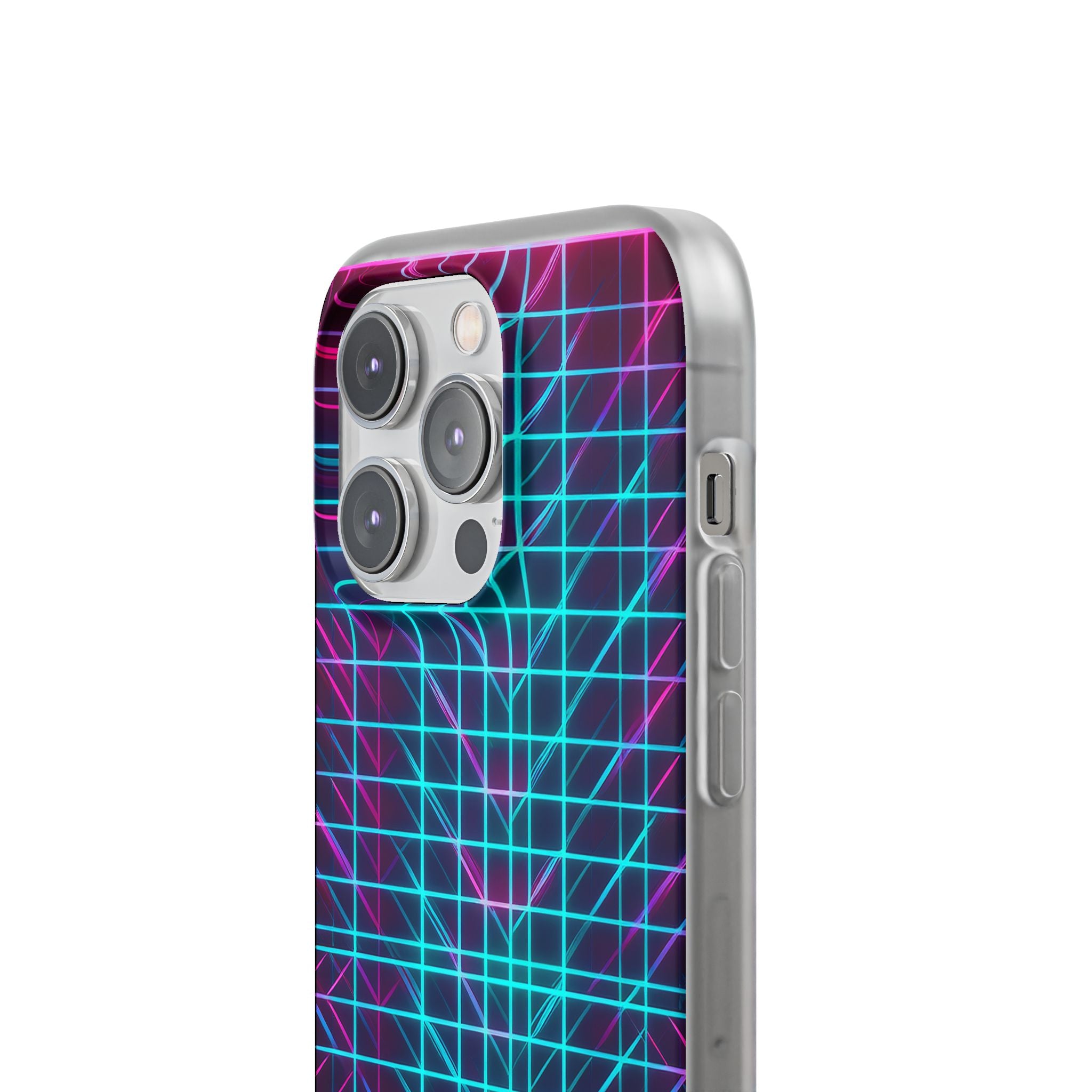 Retro Neon Grid Phone Case – 80s Vaporwave Geometric iPhone Cover