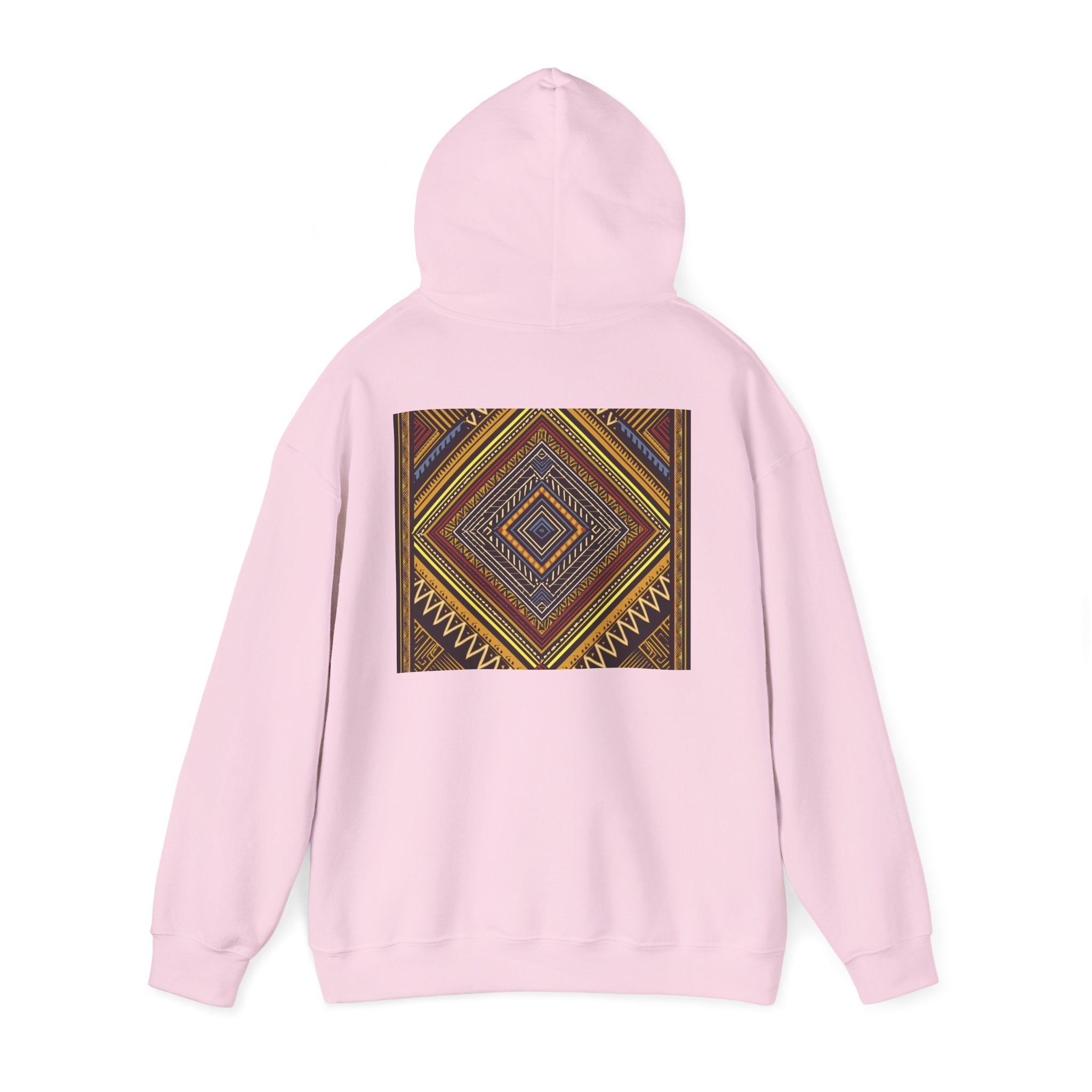 Boho Geometric Diamond Hoodie – Earthy Tribal Pattern Pullover